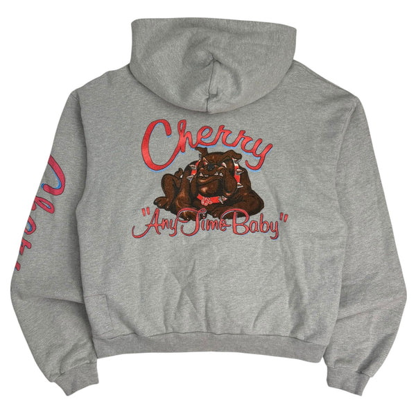 (W) Cherry LA “Anytime Baby” Zip Up Hoodie Grey