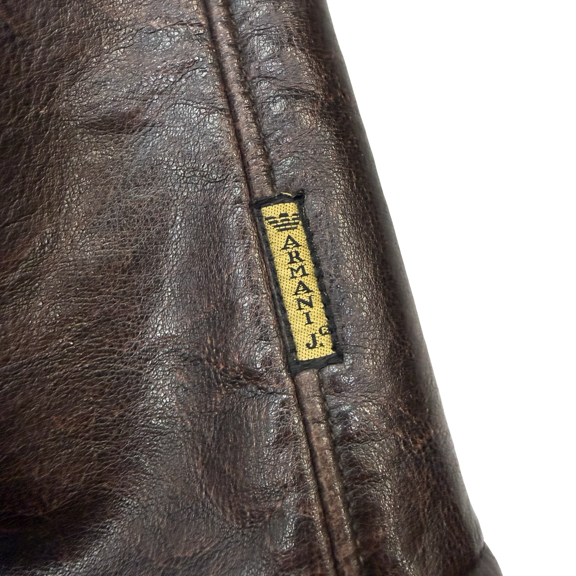 Vintage Armani Jeans Faux Leather Jacket Brown