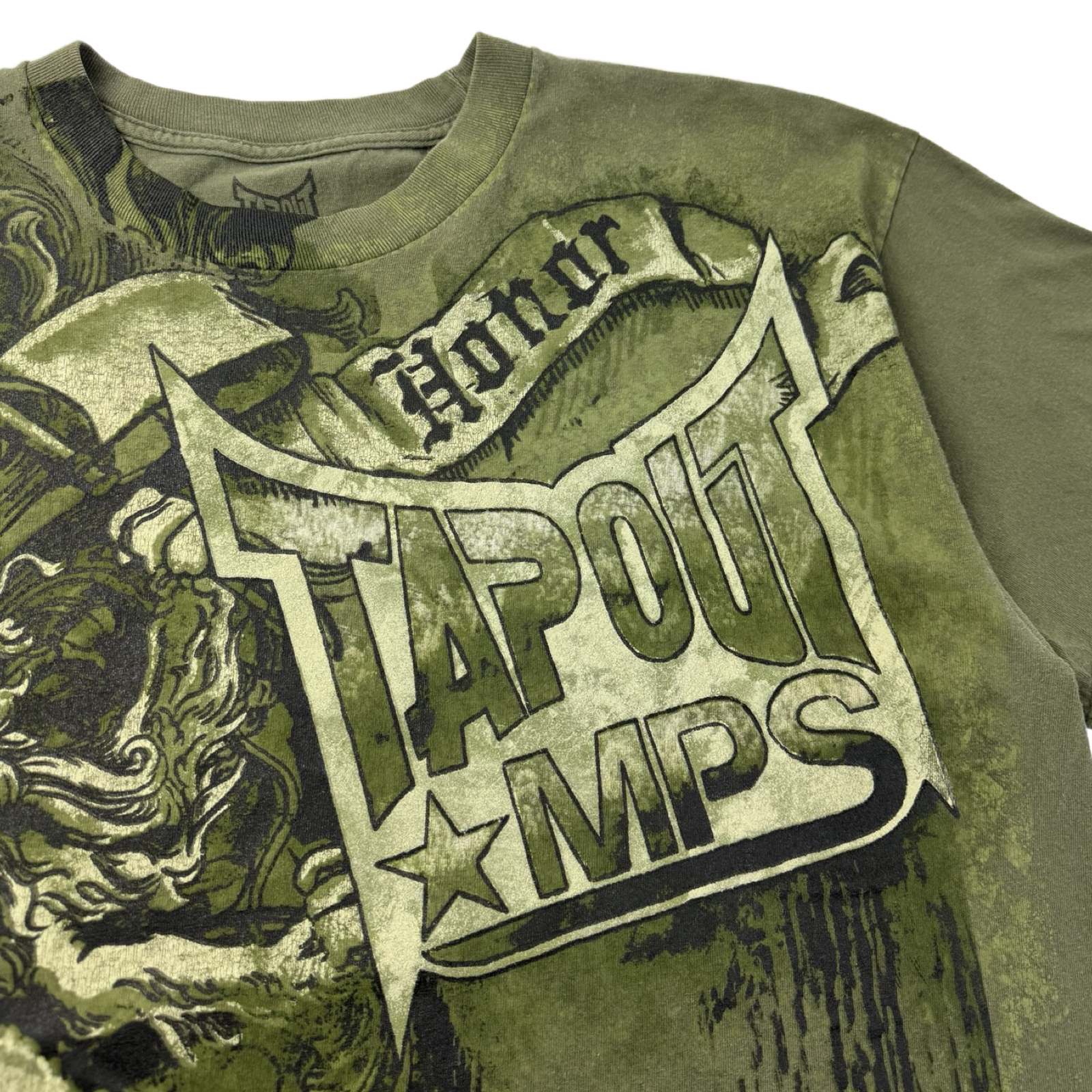 Vintage Y2K Tapout MPS Cyber Fight T-Shirt Green