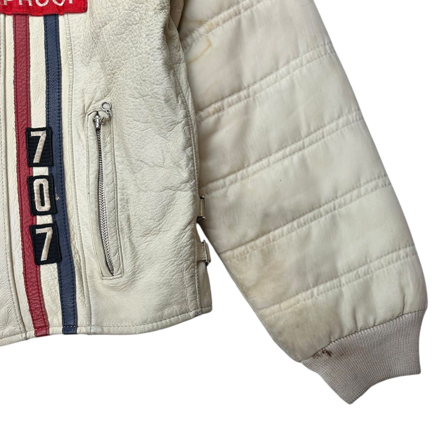 Vintage Diesel Leather Racer Jacket Cream