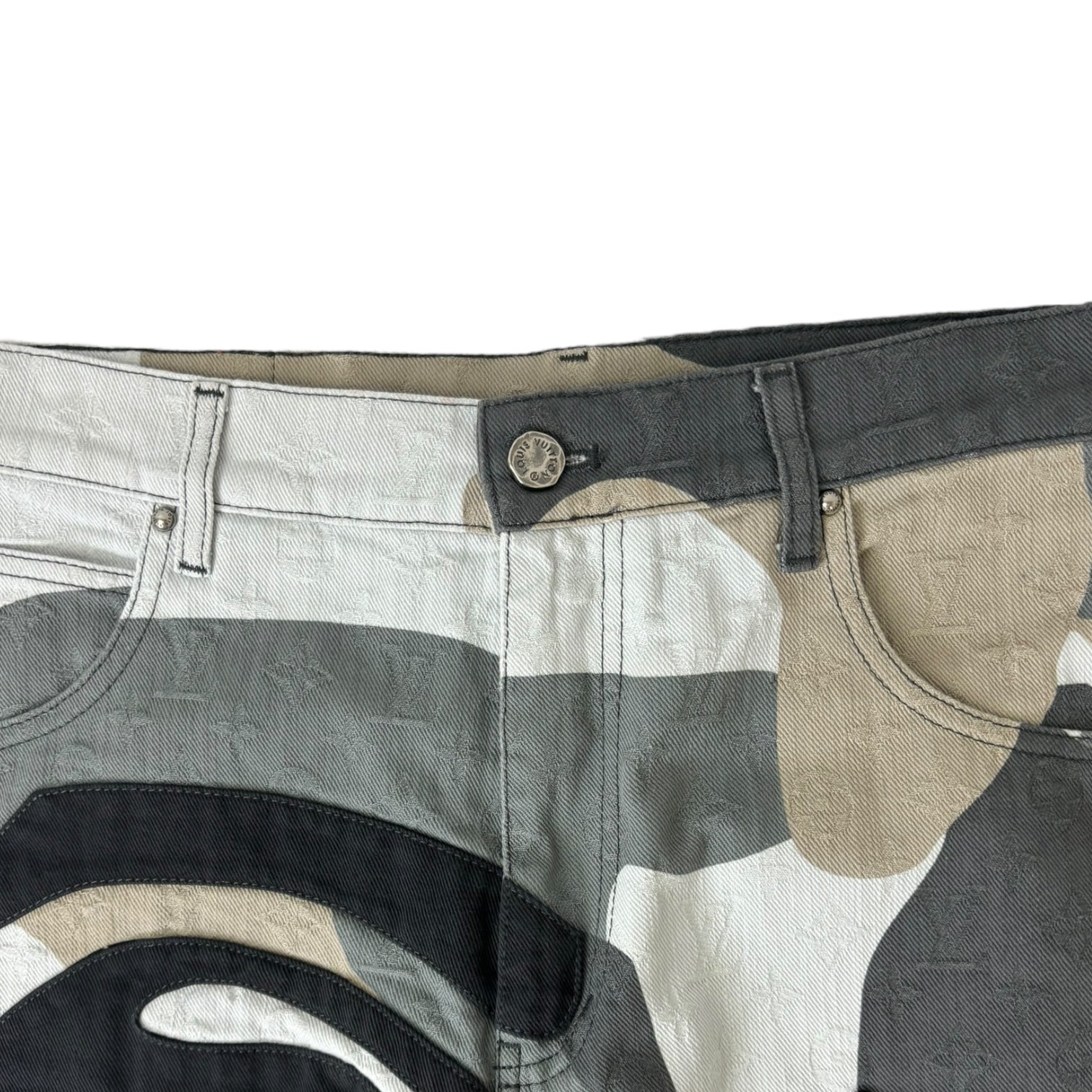 Louis Vuitton x Kid Super Patchwork Portrait Denim Pant Grey