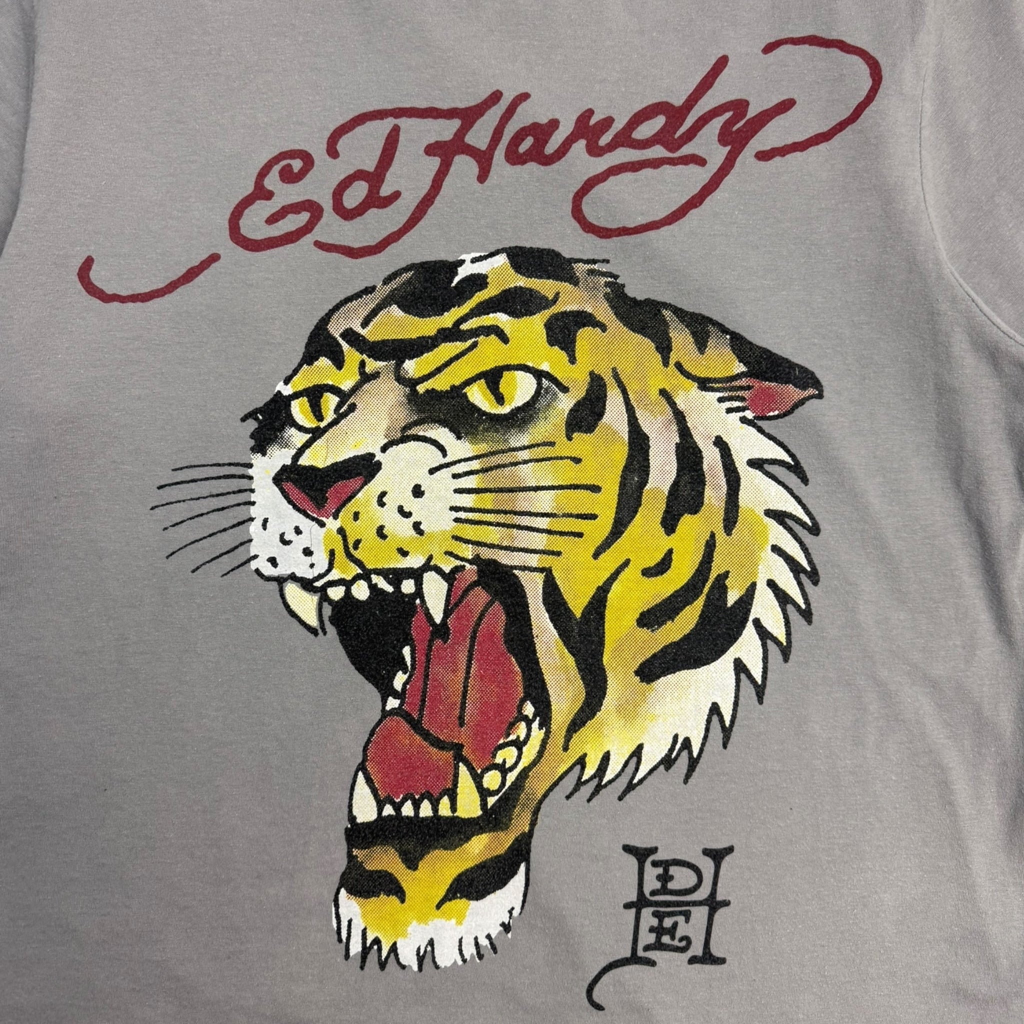 Y2K Ed Hardy Tiger Tattoo T-Shirt Grey