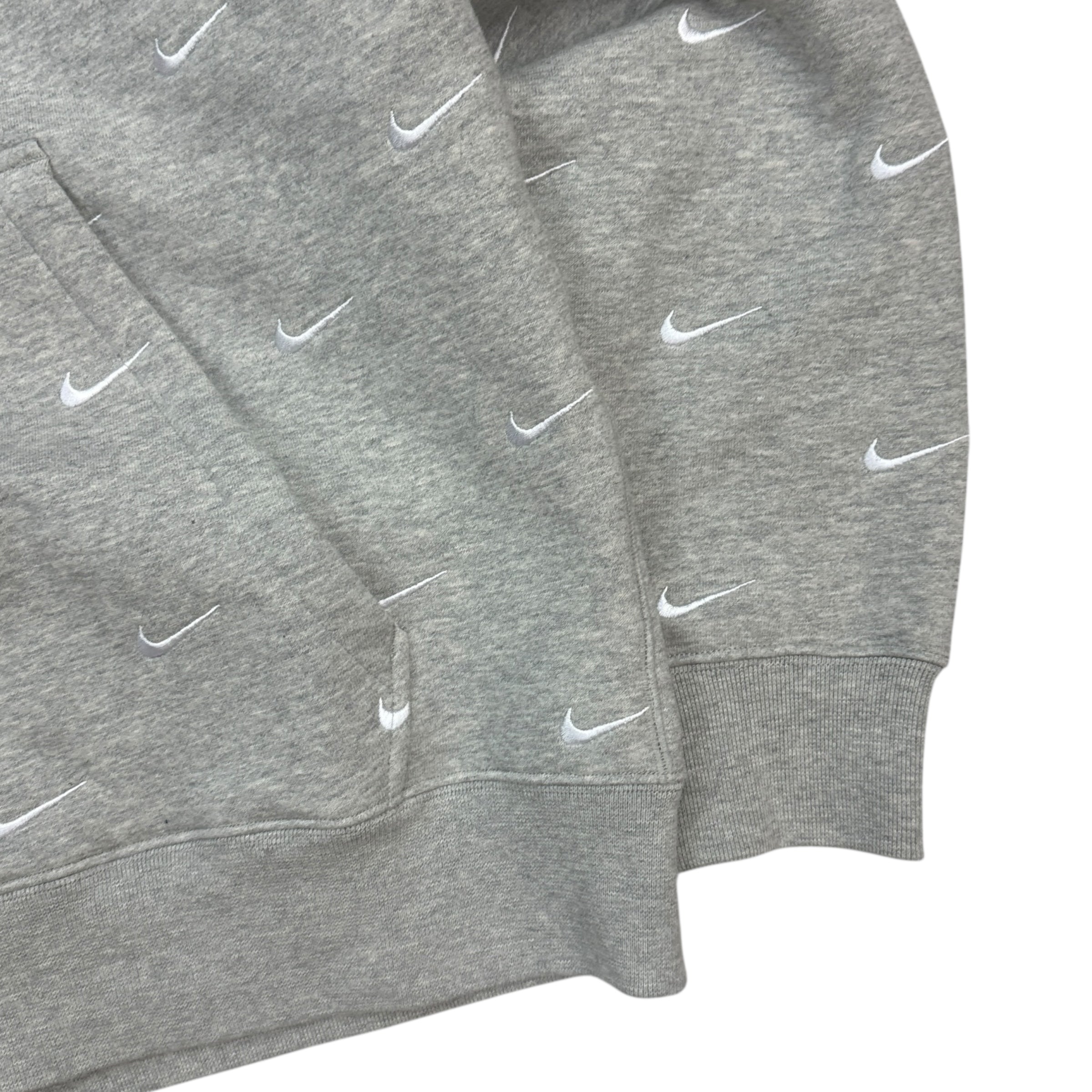 Nike NRG All Over Swoosh Logo Hoodie Grey
