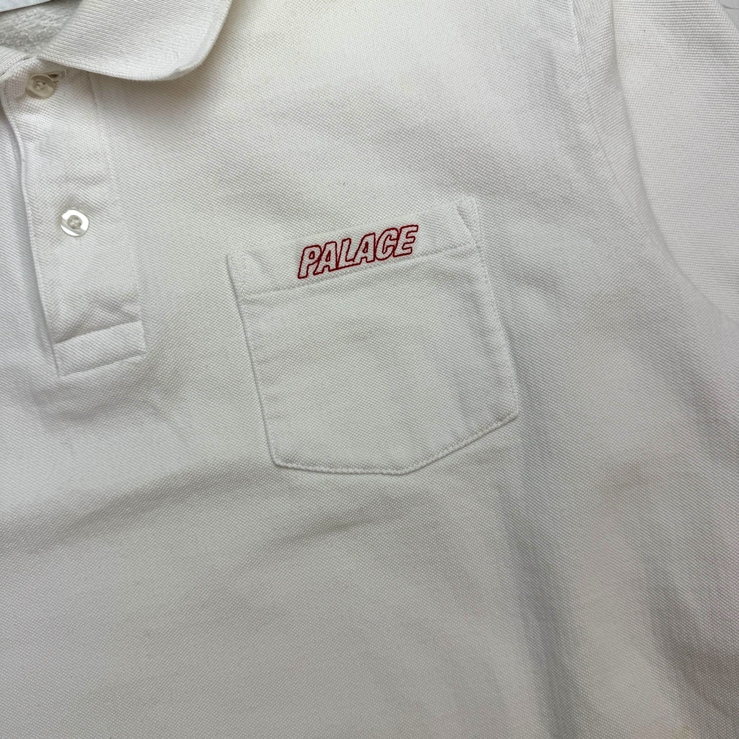 Palace 1/4 Button L/S Polo White