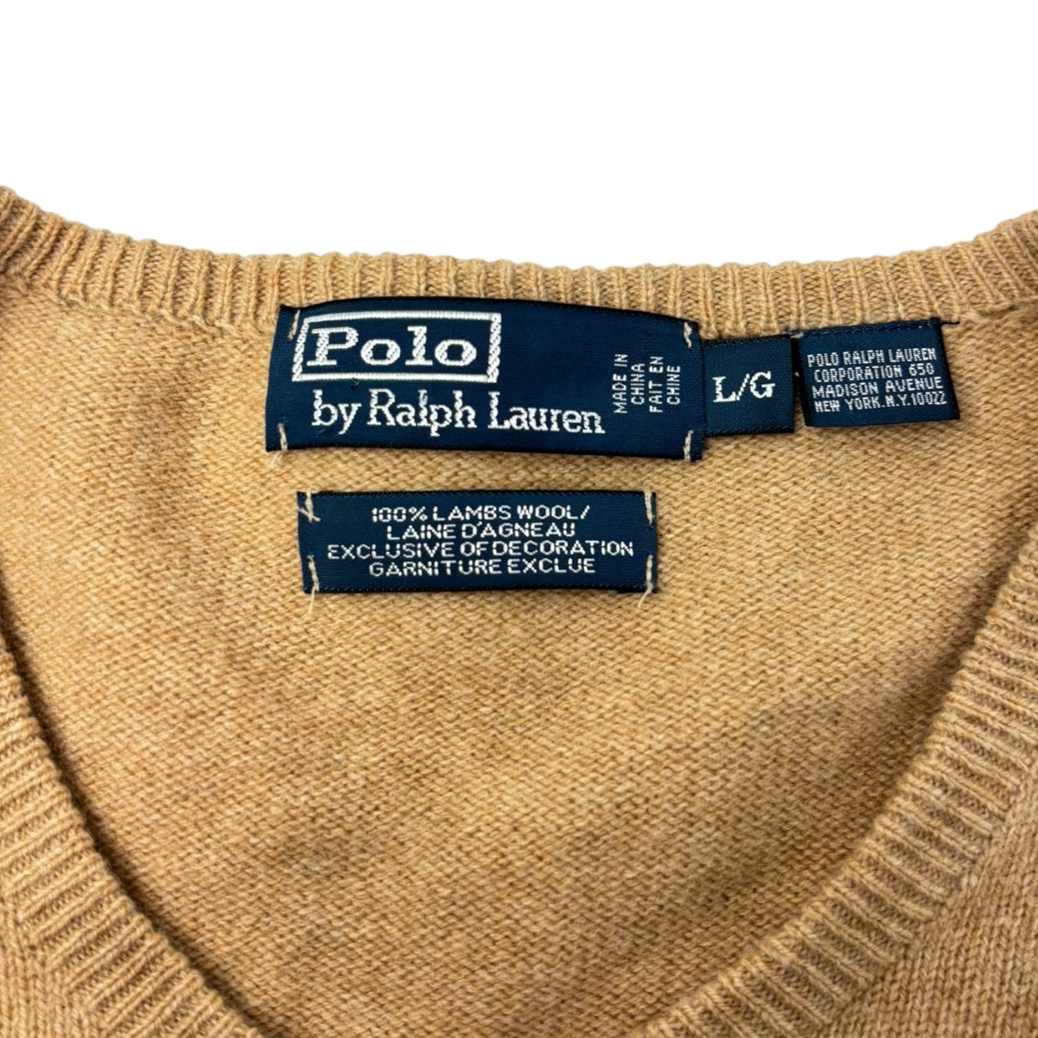 Vintage Polo Ralph Lauren Lambs Knit Sweater Tan