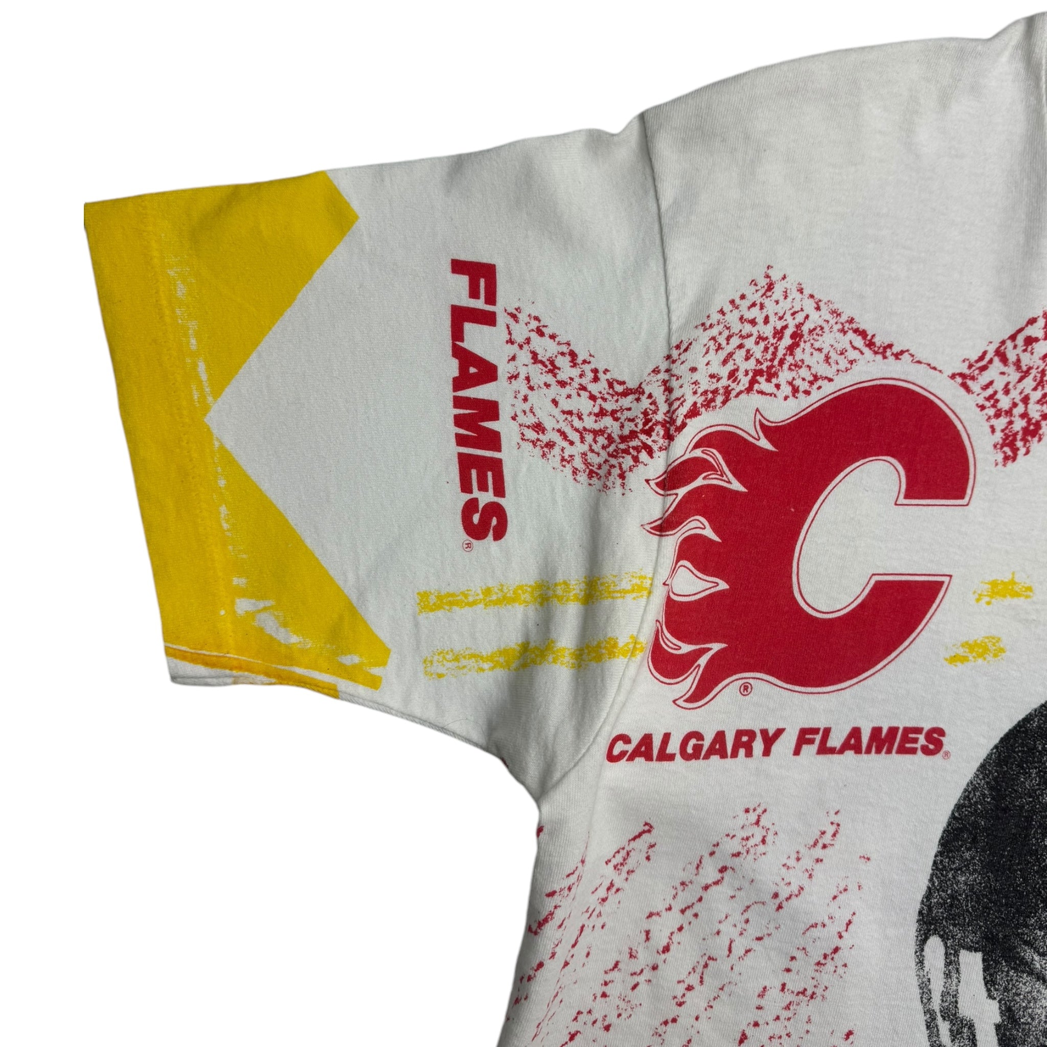 1990 Calgary Flames Theoron Fleury All Over Print T-Shirt