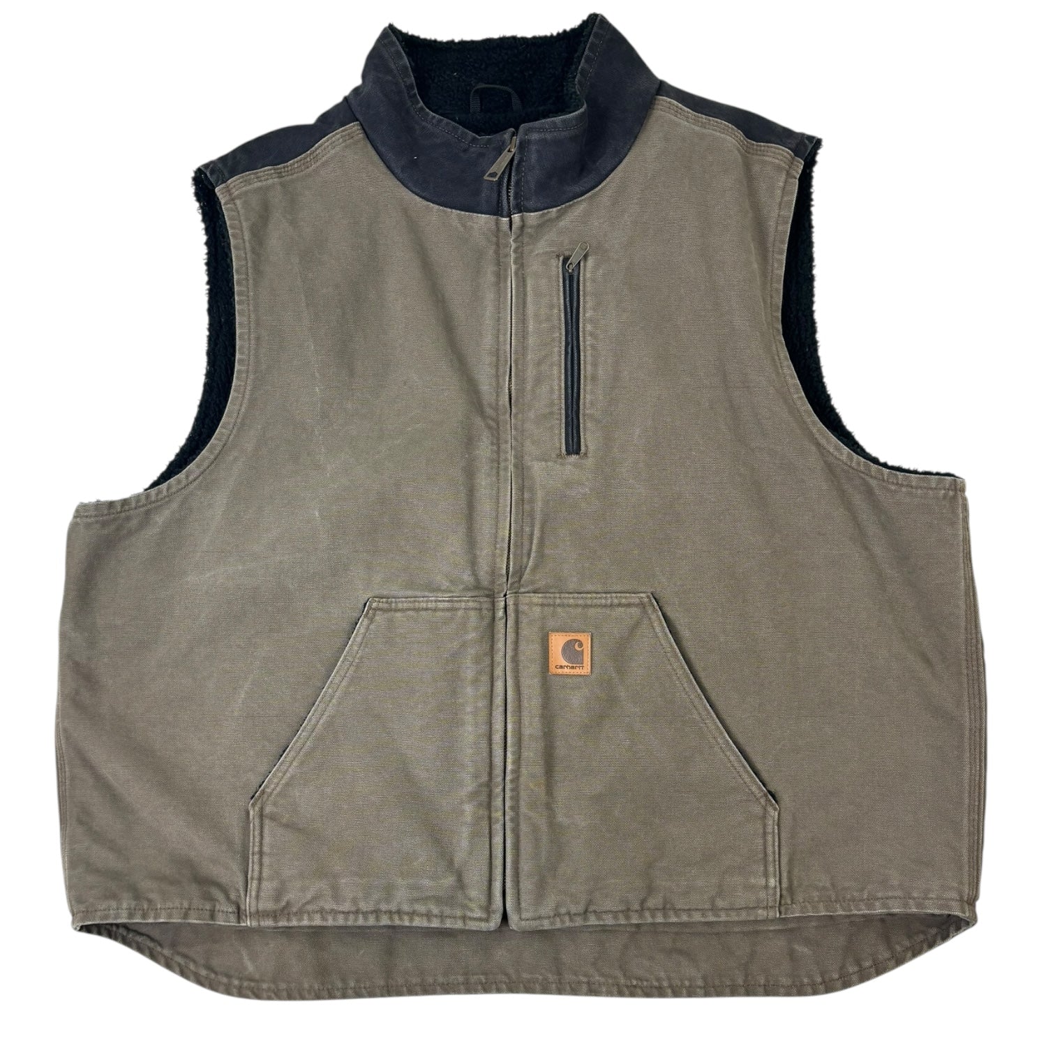 Vintage Carhartt Sherpa-Lined Workwear Vest Brown