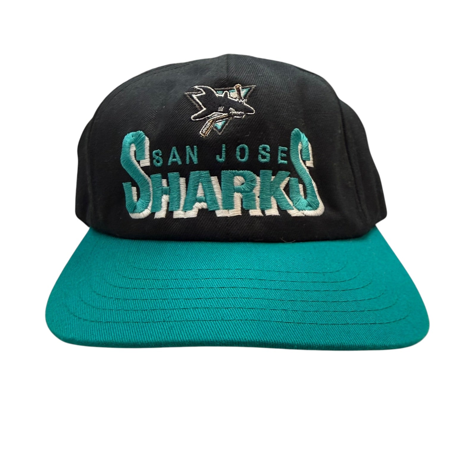 Vintage CCM San Jose Sharks SnapBack Hat Black/Teal