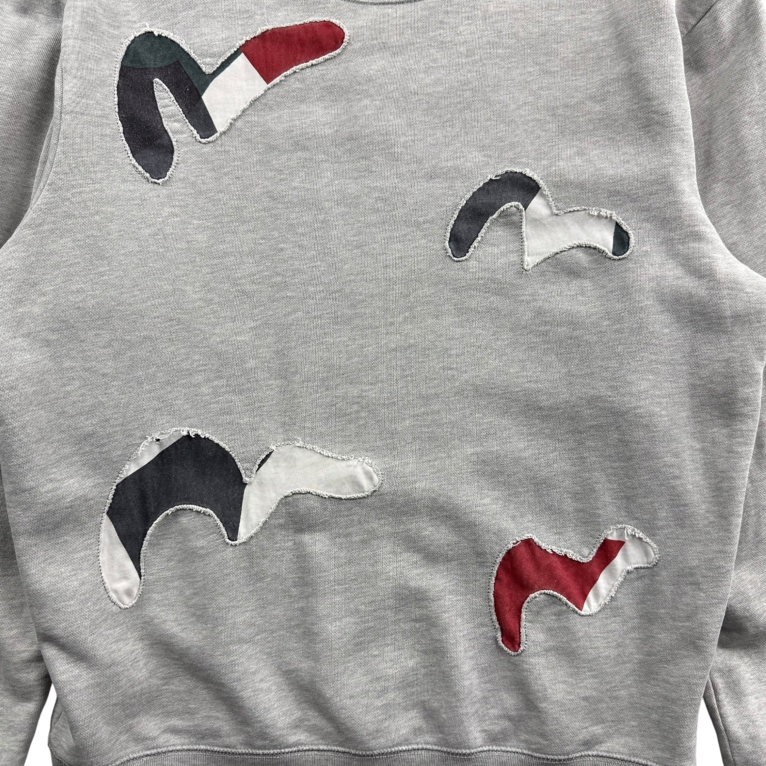 Evisu Distressed Patchwork Logos Crewneck Grey