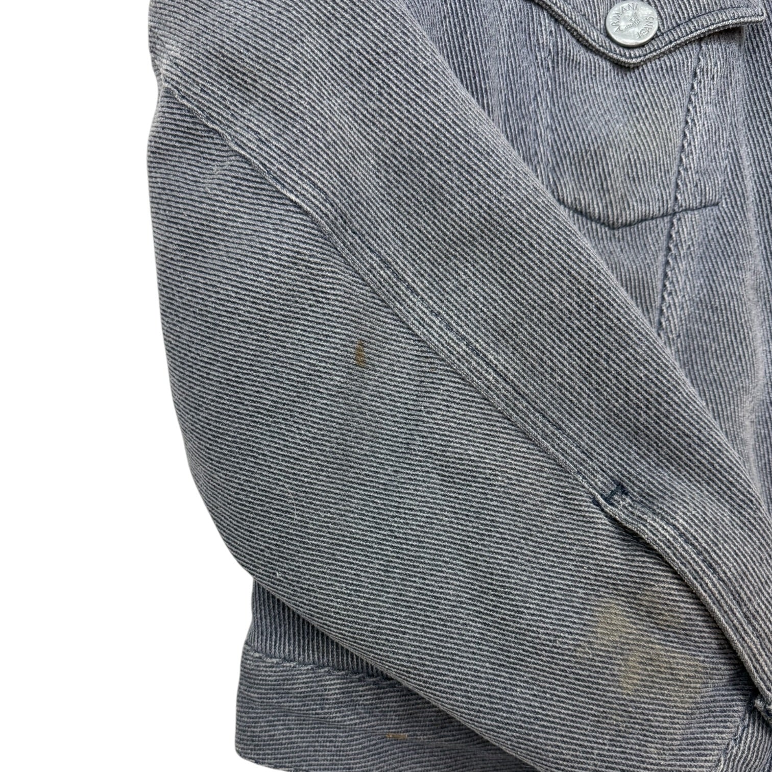 Vintage Armani Jeans Quilted Trucker Jacket Grey