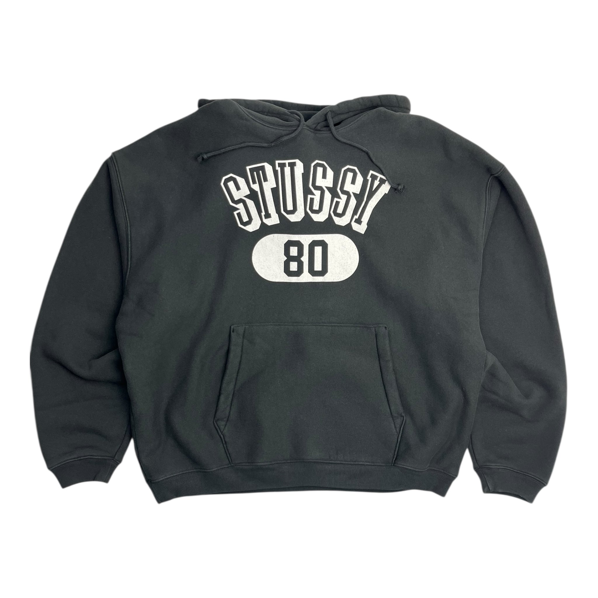 Stussy 80 Relaxed Hooded Sweatshirt Washed Black