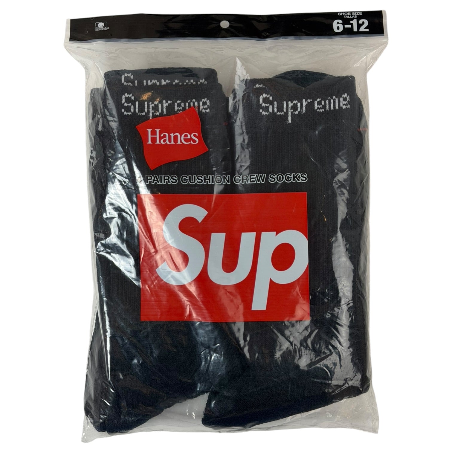 Supreme Hanes Crew Socks Black (4 Pack)
