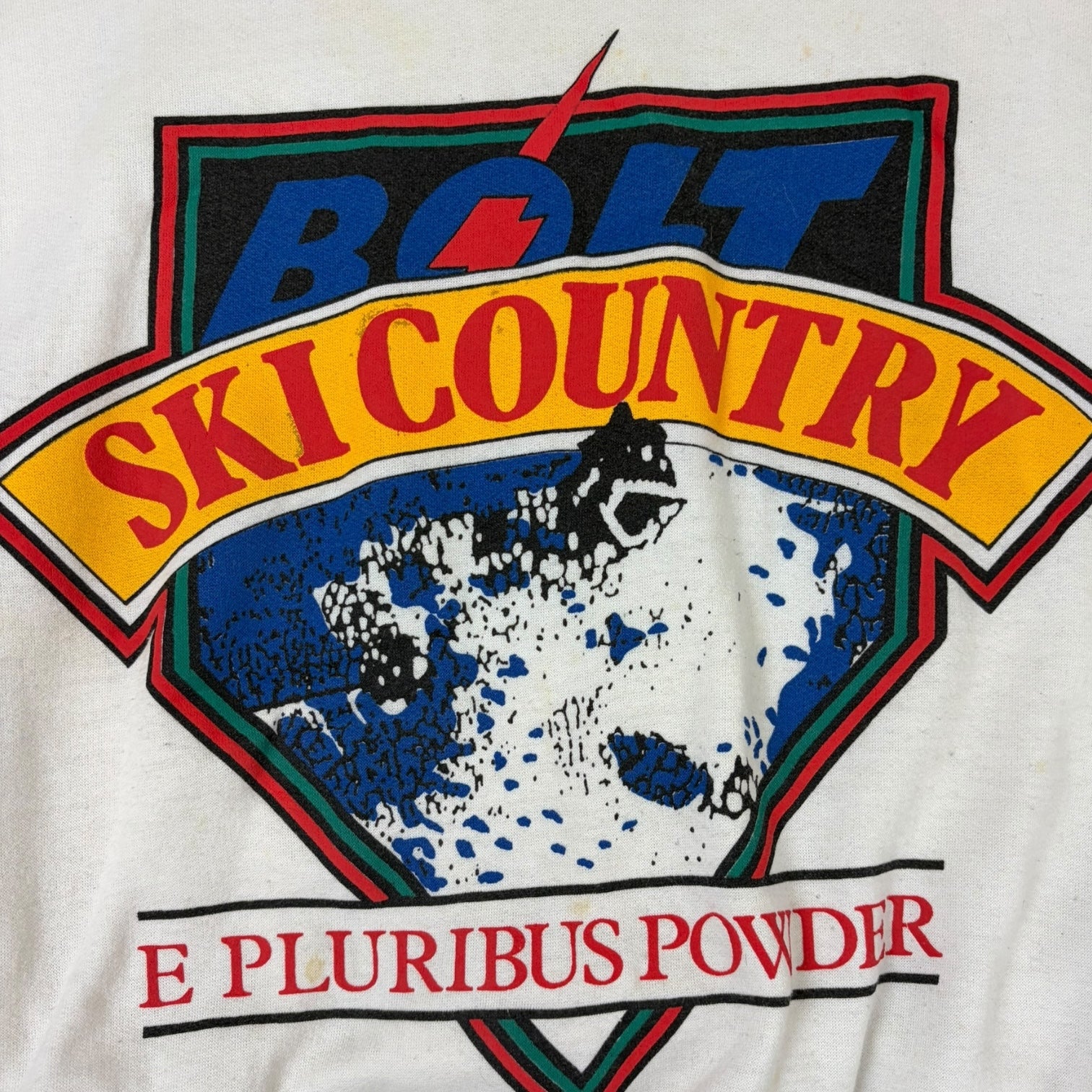 Vintage Bolt Ski Country E Pluribus Powder Crewneck Blue/White