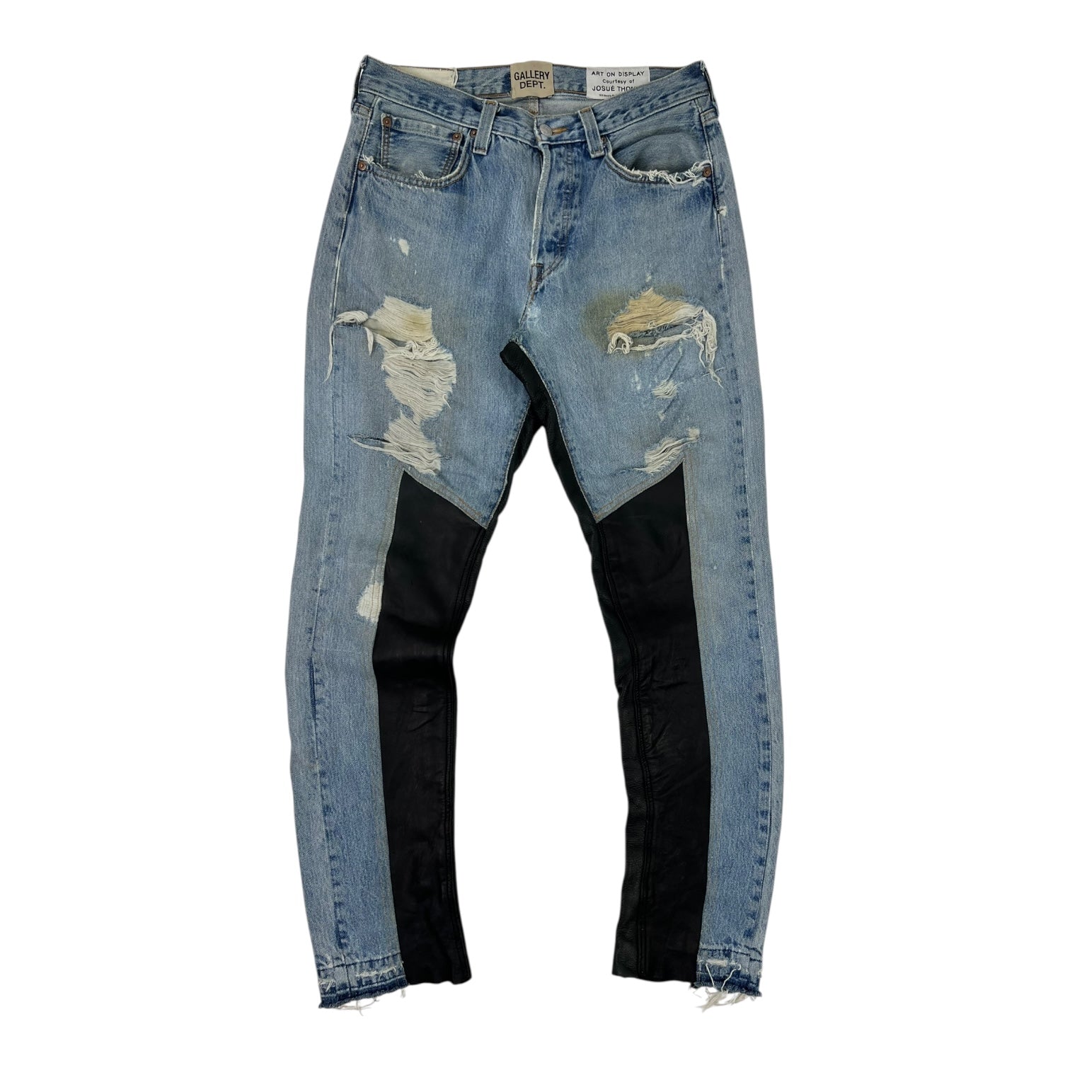 Gallery Dept. Leather Panel Distressed Slim-Fit Jean Light Wash