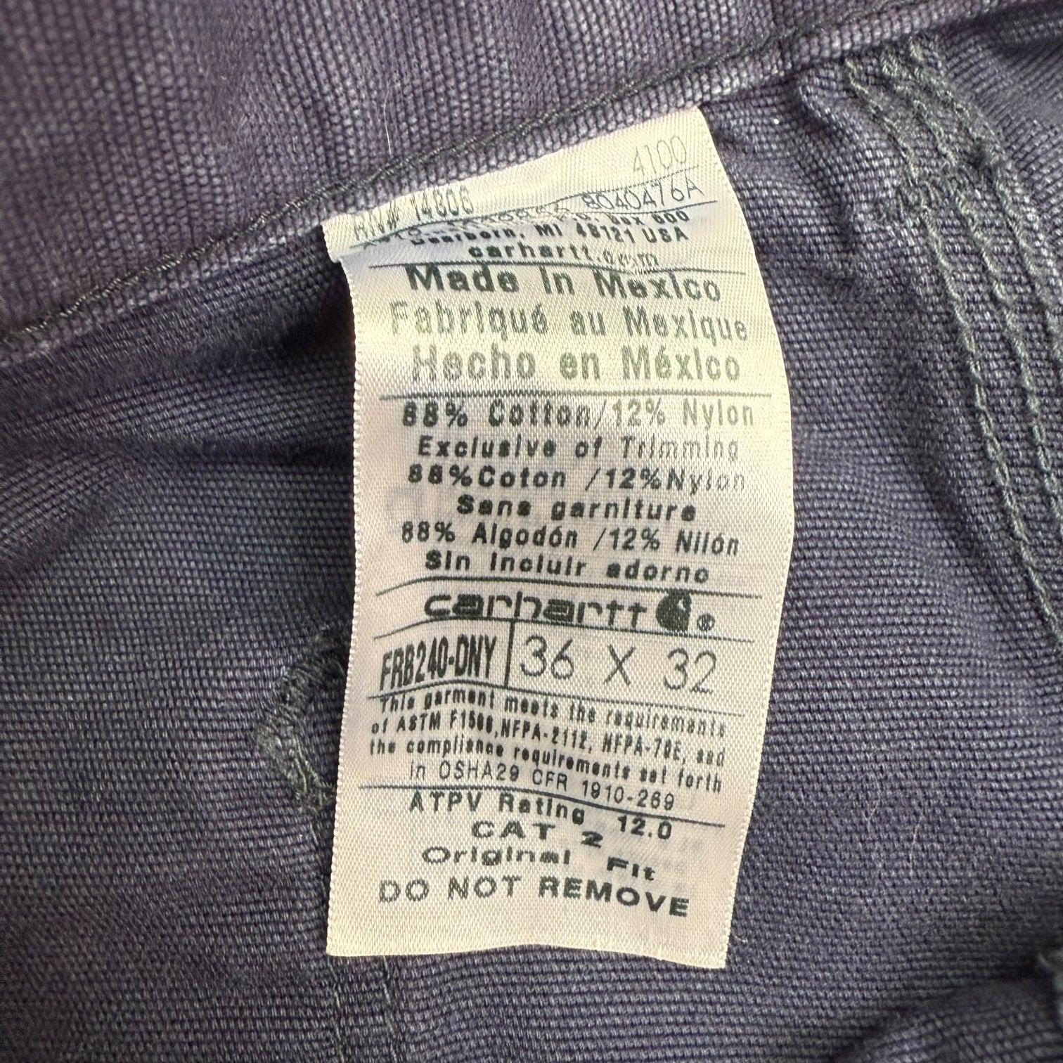 Vintage Carhartt FR Cargo Pants Navy Blue