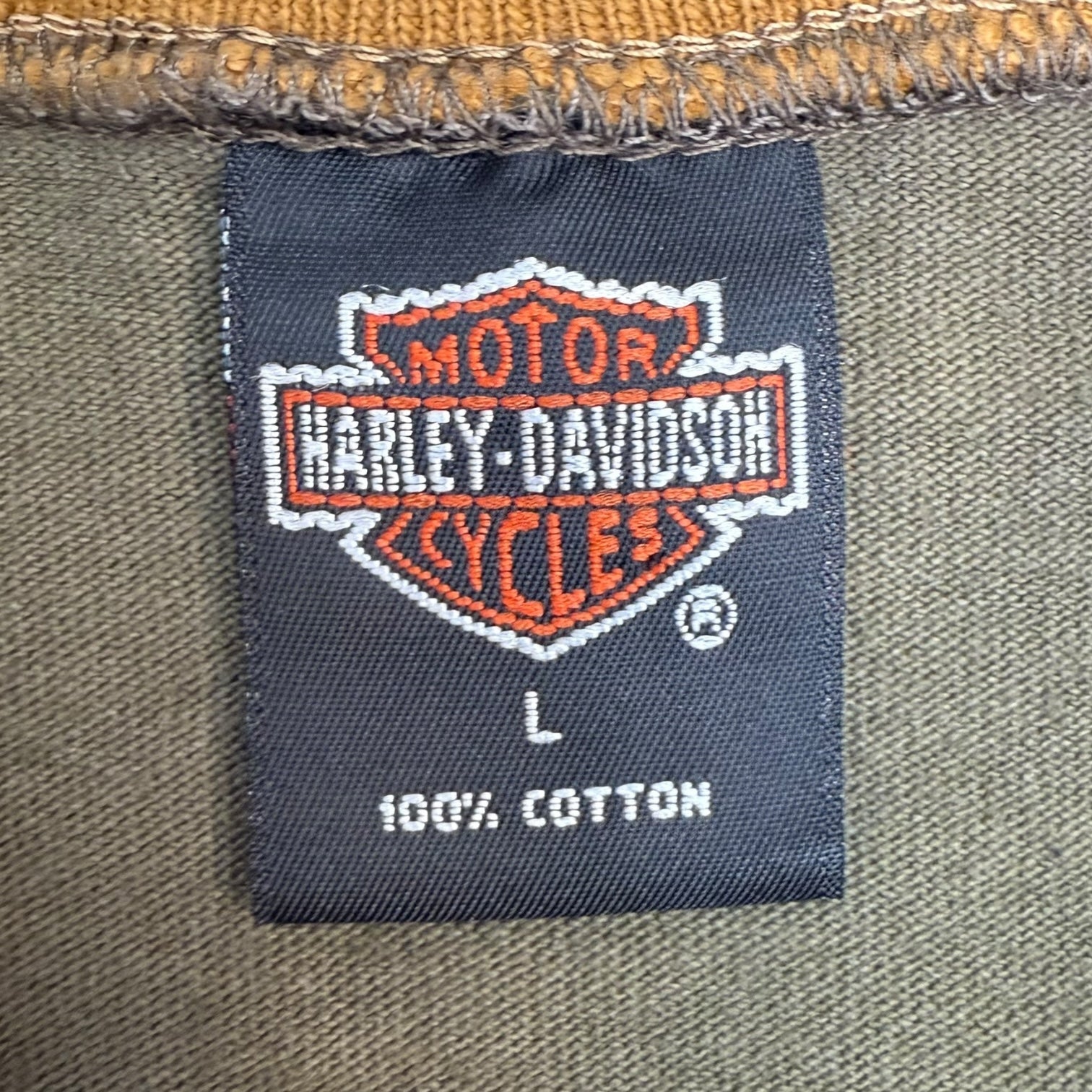 1995 Harley Davidson Henley 3/4 Sleeve Tee Brown