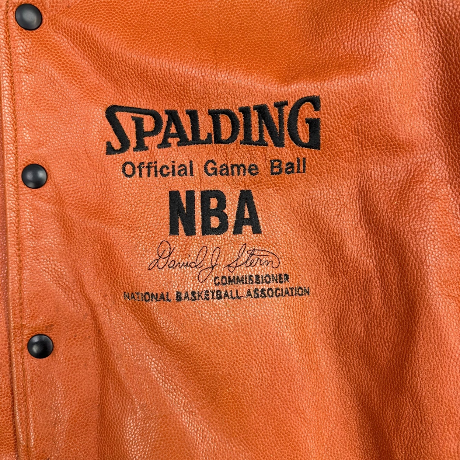Vintage Spalding Official Game Ball NBA Basketball Leather Jacket Brown