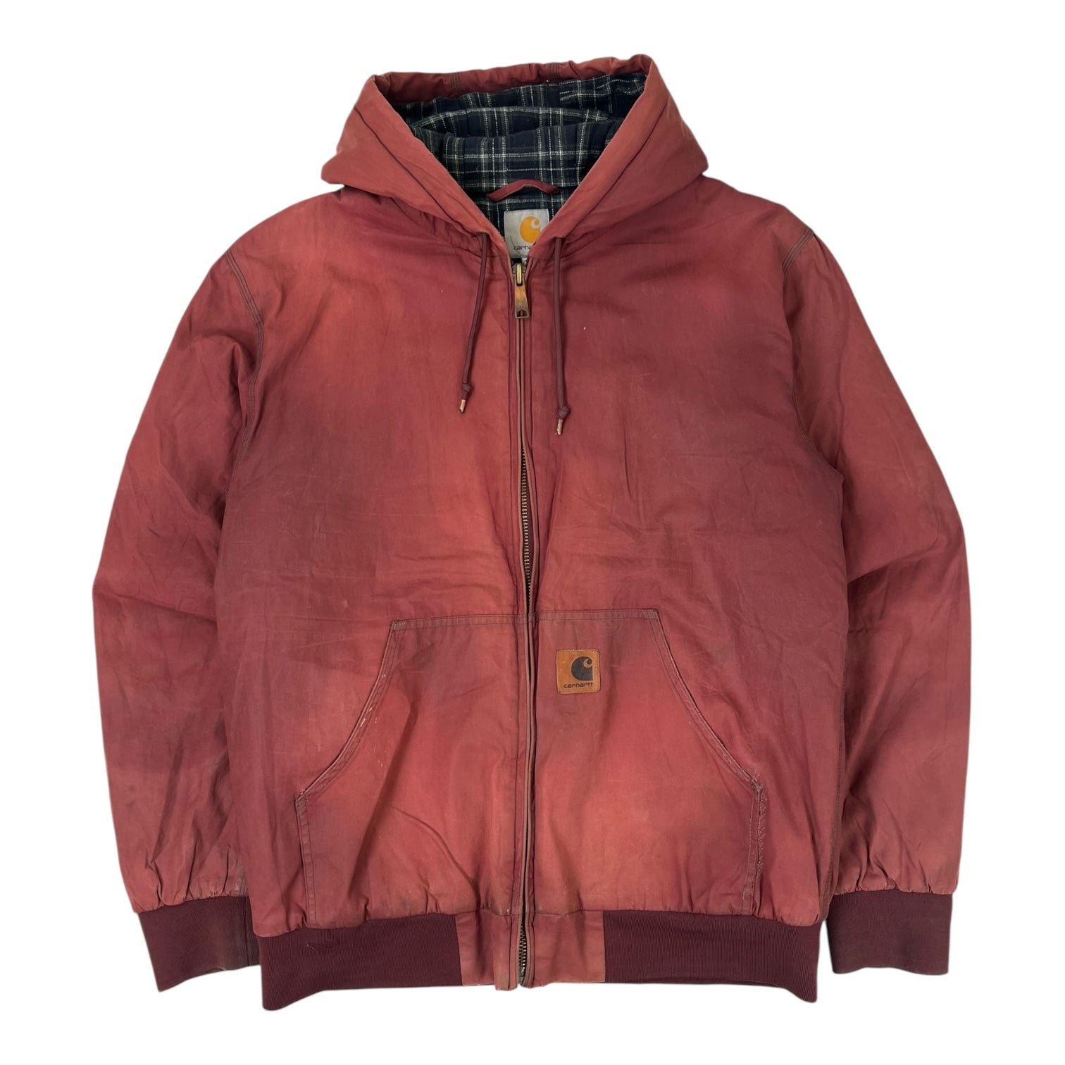 Vintage Carhartt Flannel-Lined Hooded Workwear Jacket Red