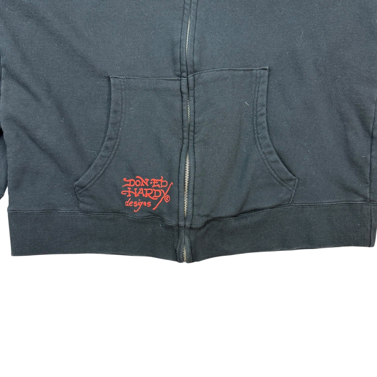 Vintage Ed Hardy By Christian Audigier Skull Zip Up Hoodie Black