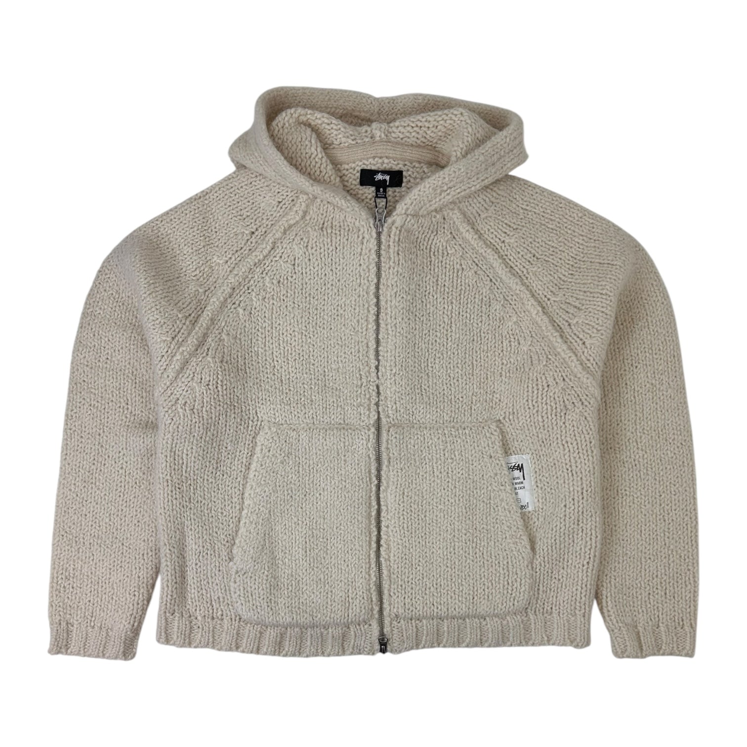 Stussy Chunky Knit Zip Up Hoodie Ivory