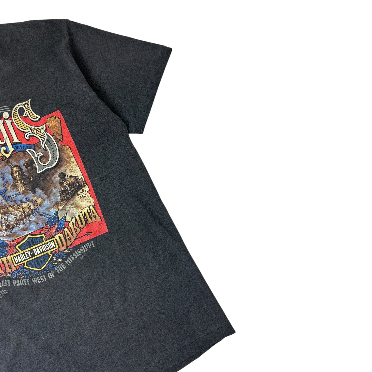 Vintage 1991 Harley Davidson Sturgis 3D Emblem T-Shirt Black