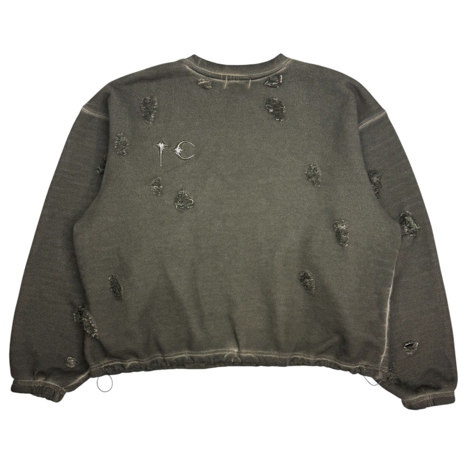 Thug Club War Victim Distressed Crewneck Khaki