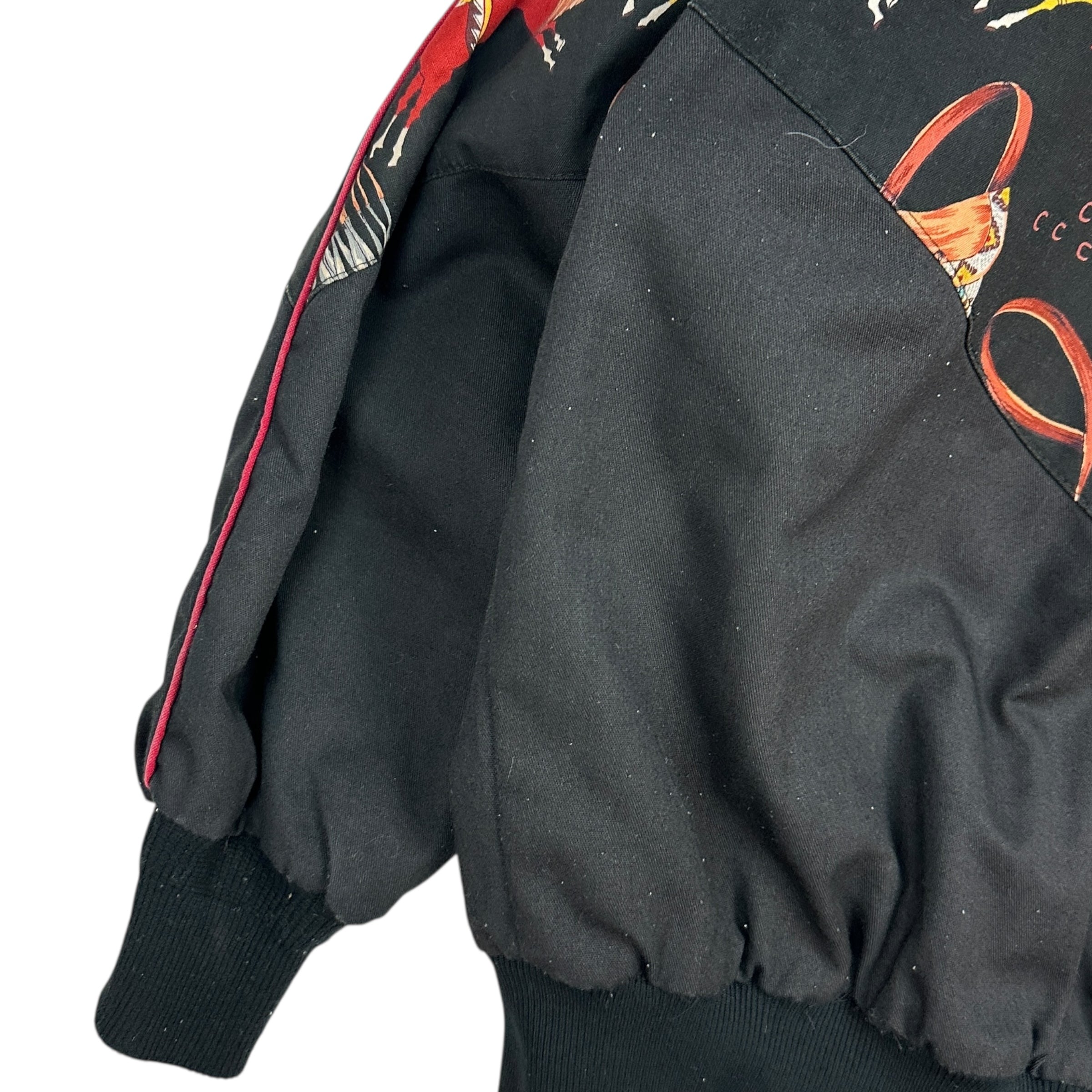 Vintage Bee-Wild Patterned Bomber Jacket Black