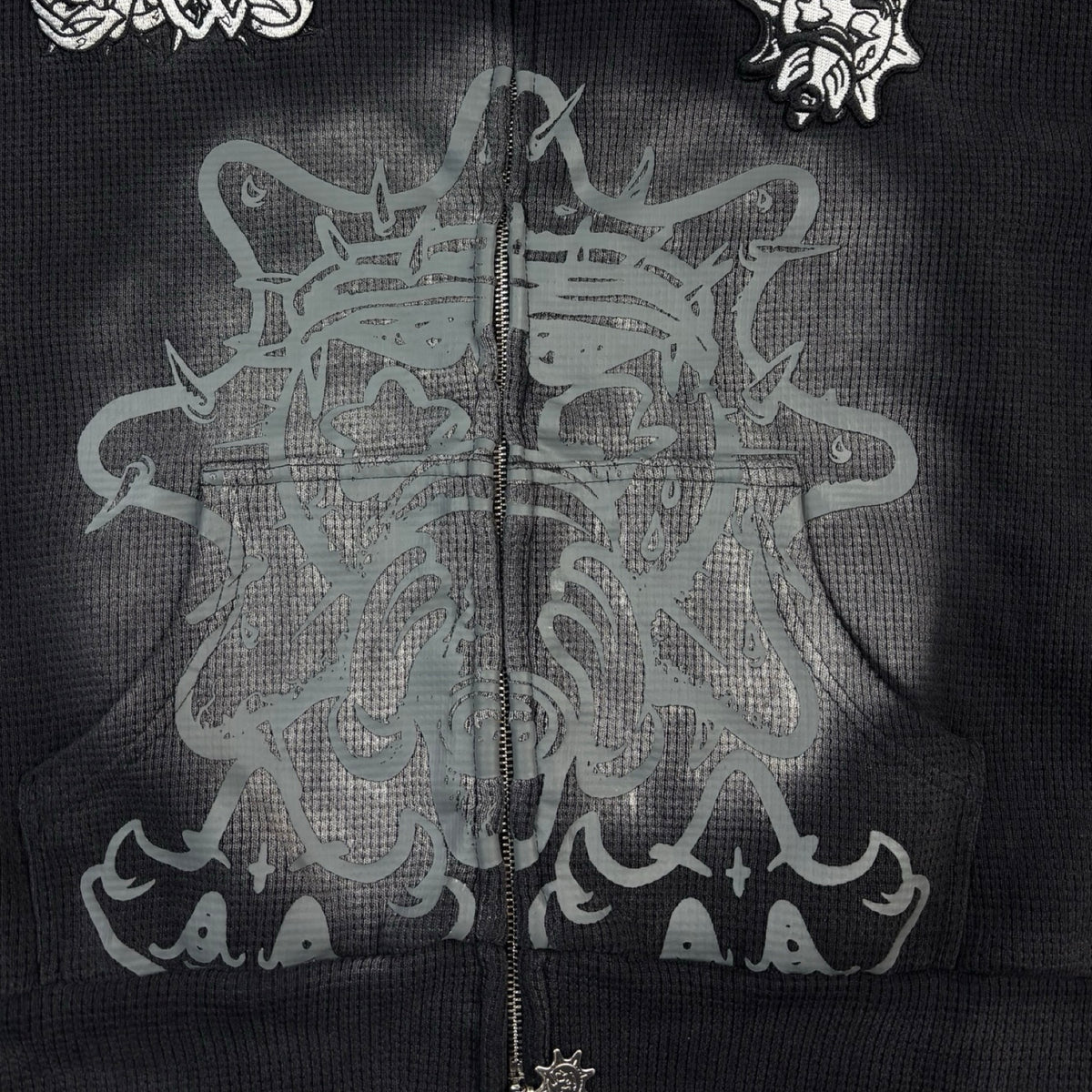 Glo Gang Glory Zip Up Hoodie Faded Black