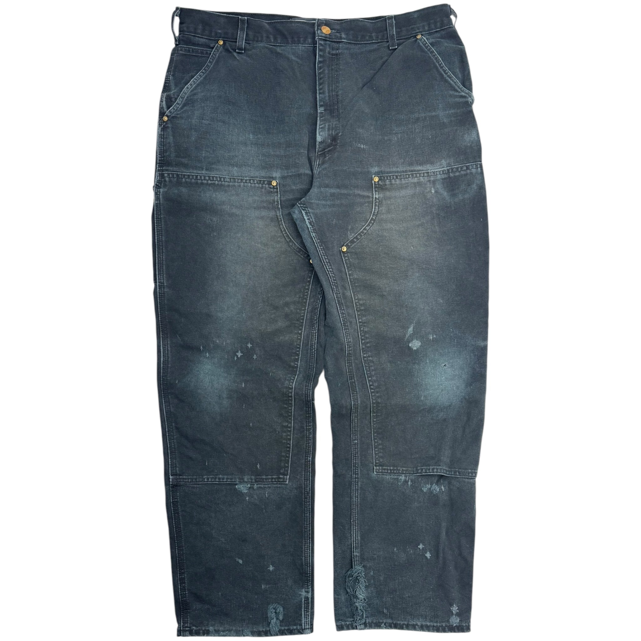 Distressed Carhartt Double Knee Bottoms Black