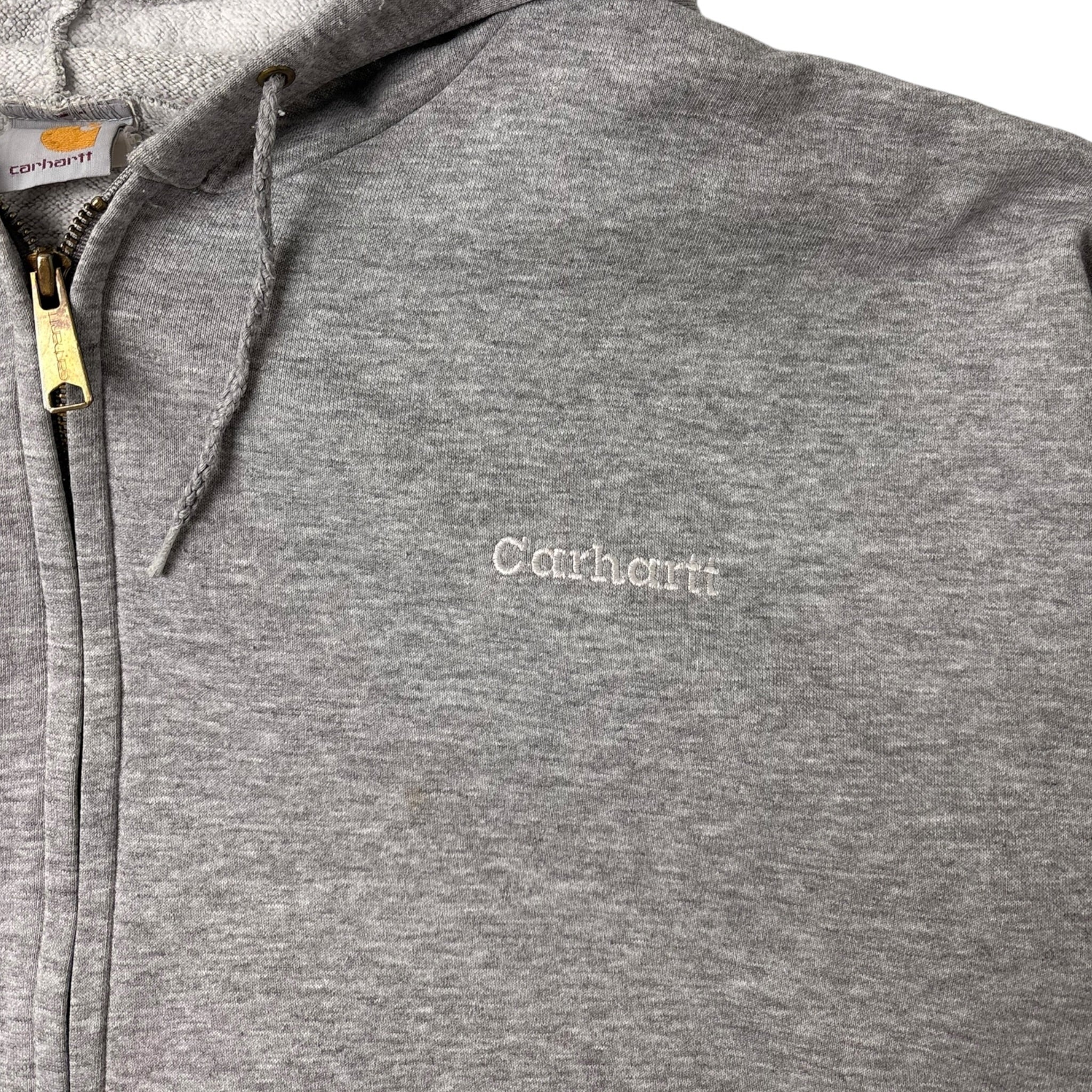 Vintage Carhartt Pocket Spellout Zip Up Hoodie Grey