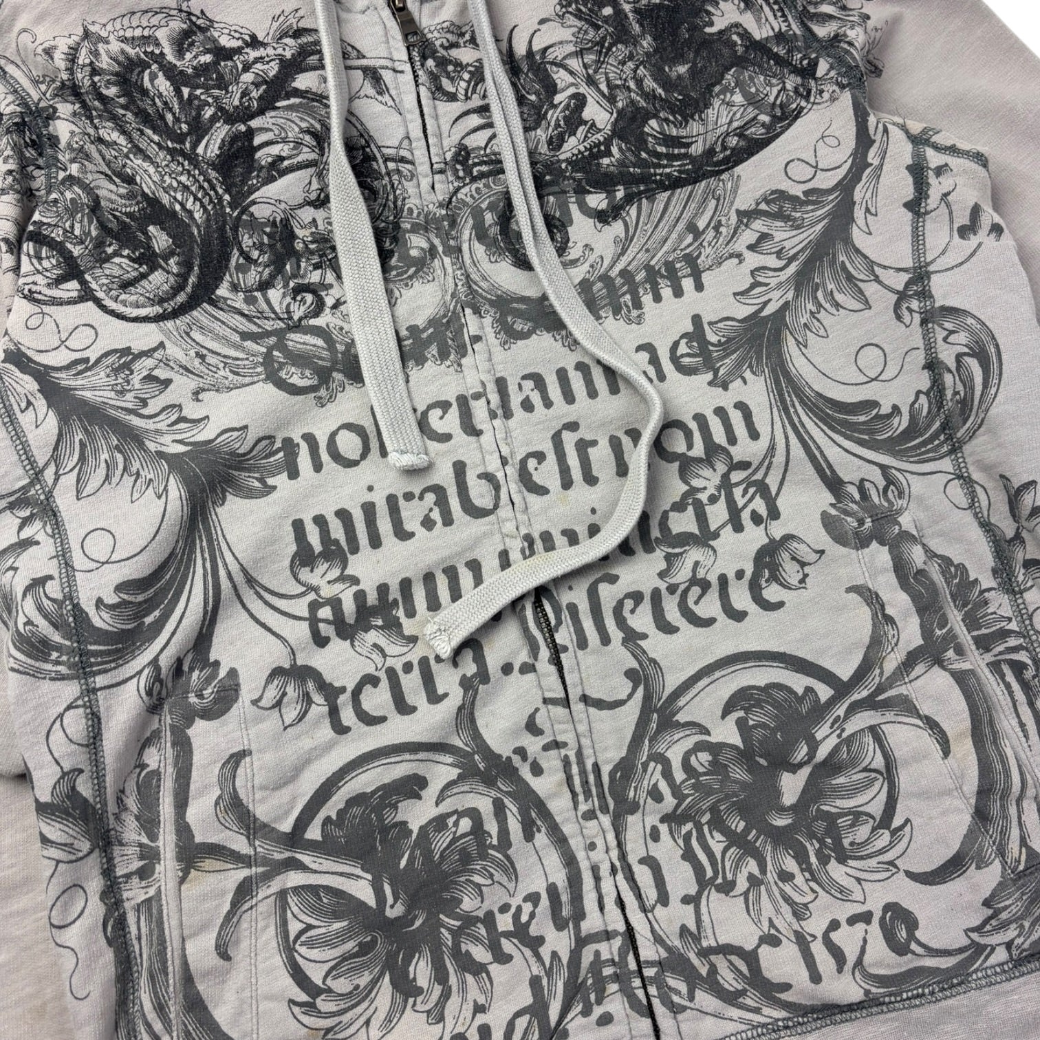 Vintage Y2K Cyber Gothic Tattoo Full Zip Hoodie