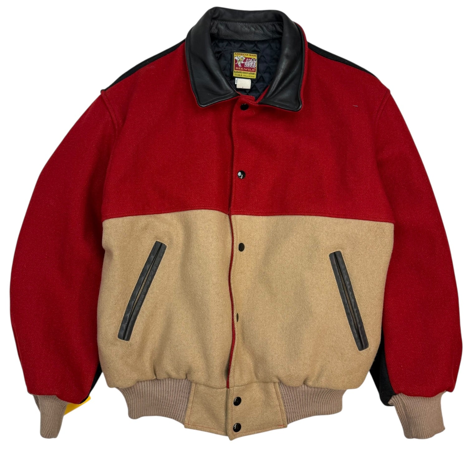 Vintage Bee-Wild Wool Bomber Jacket Red/Tan