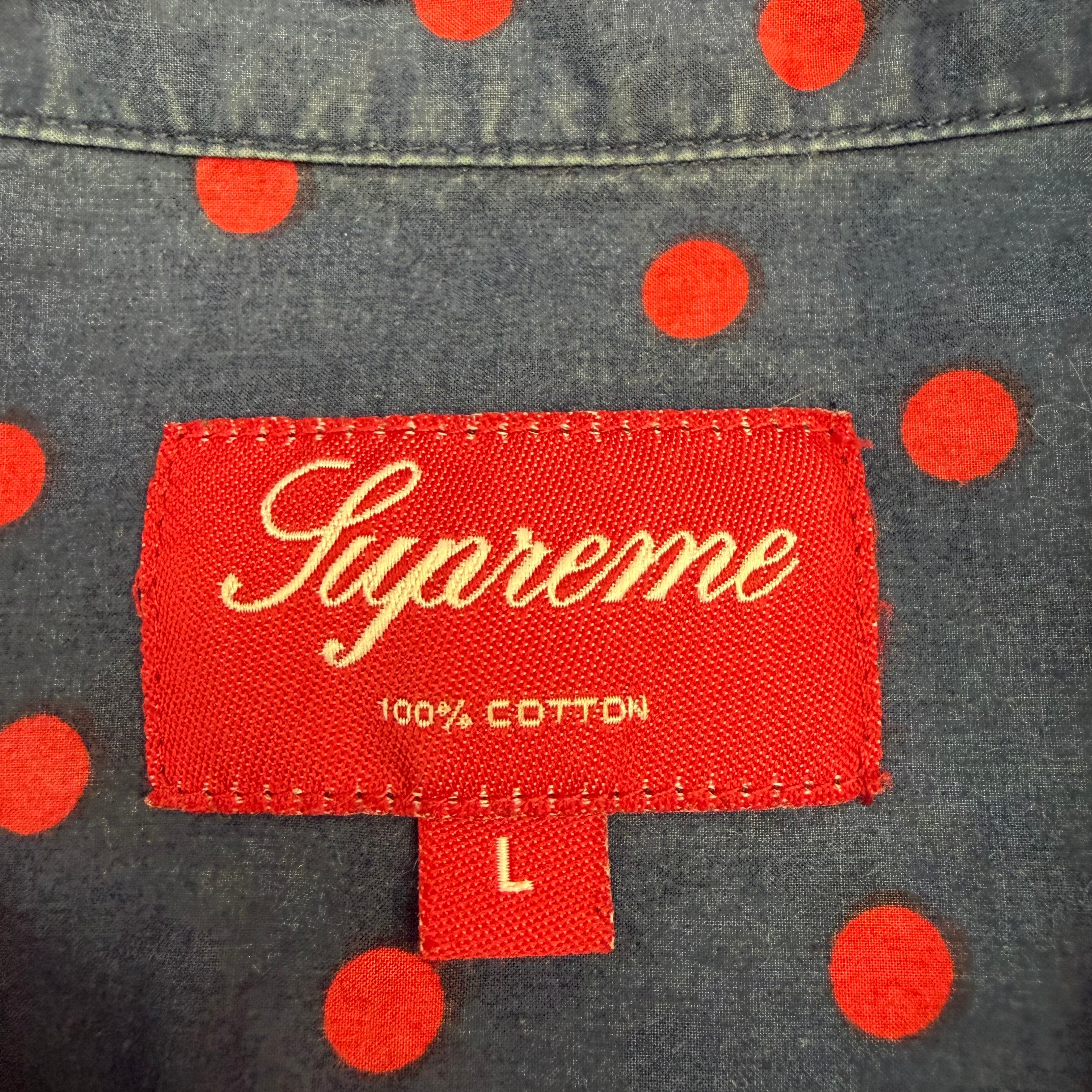 Supreme Polka Dot Button Up Navy/Red