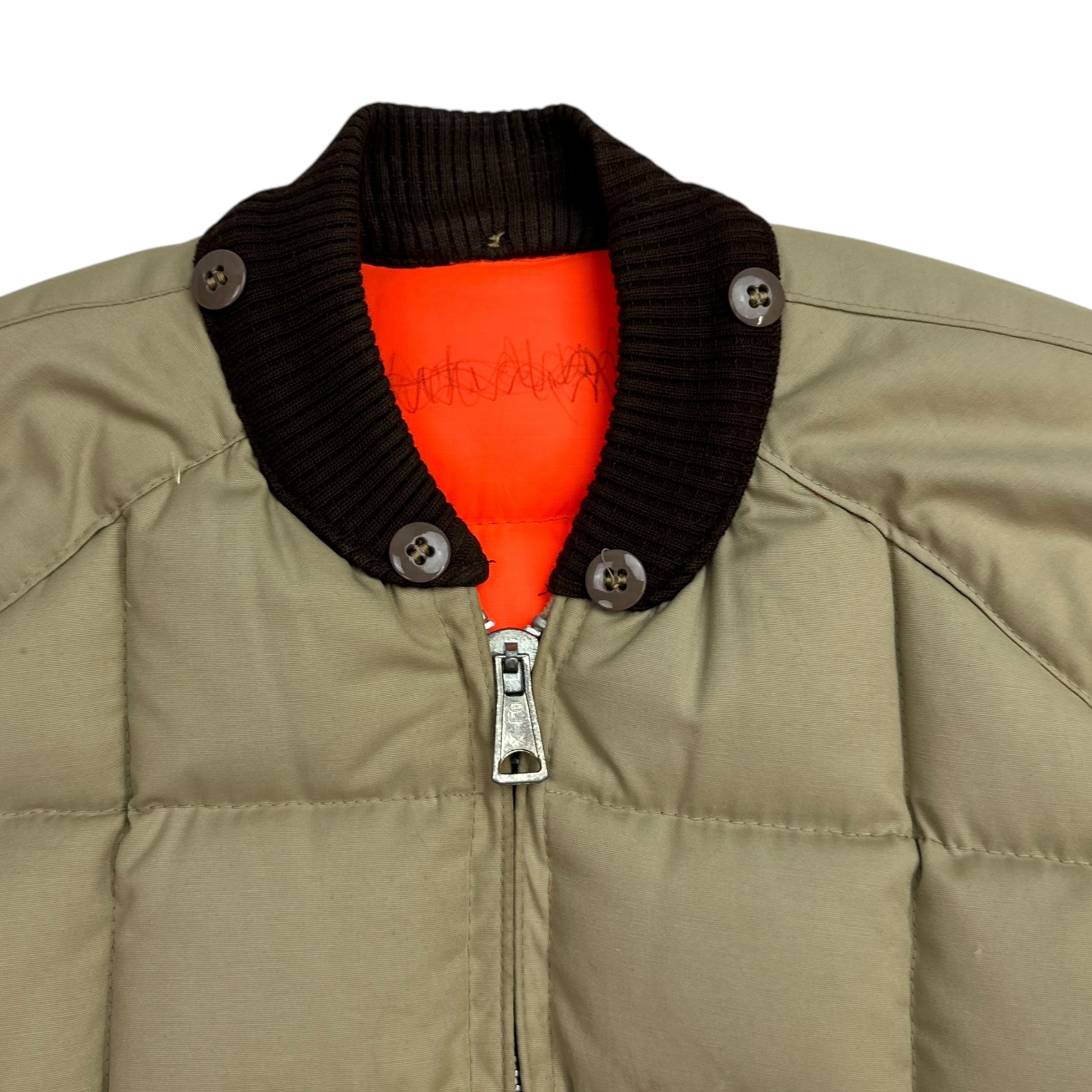 Vintage Reversible Down Bomber Jacket Khaki/ Orange