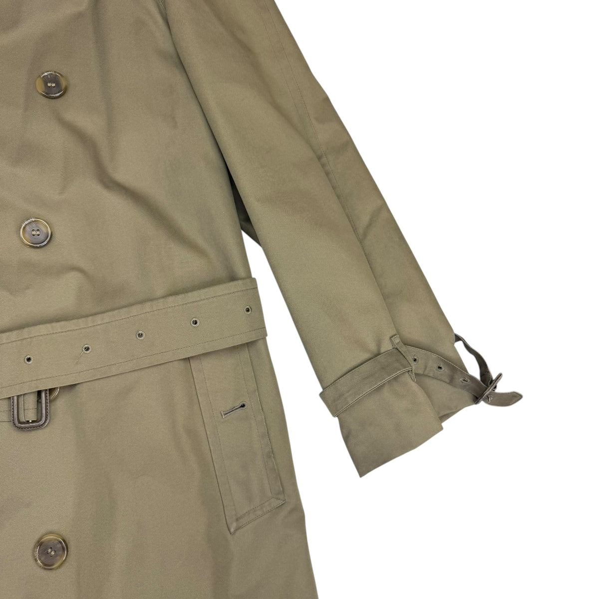 Vintage Burberrys Wool Lined Nova Check Pattern Trench Coat Olive Green