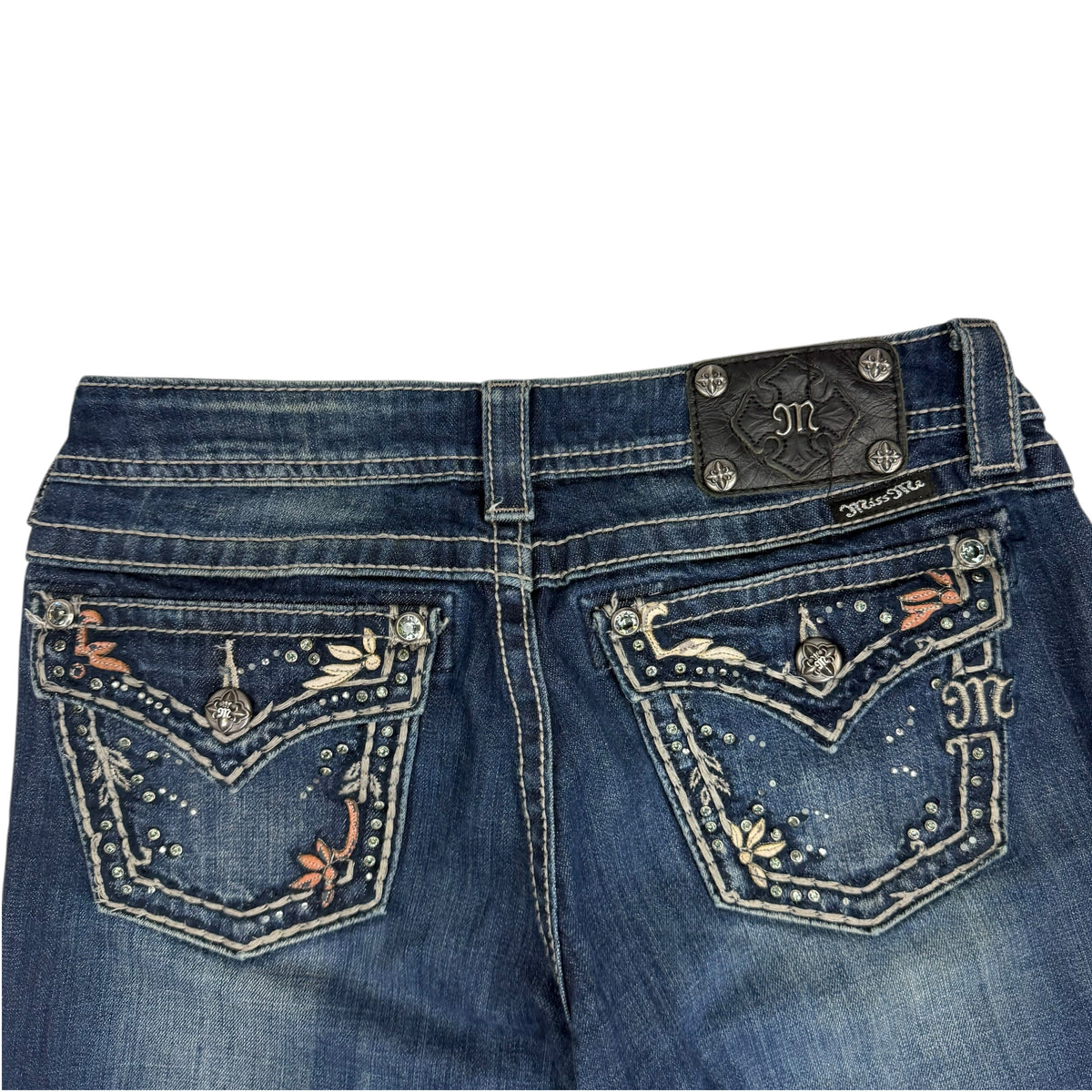 (W) Vintage Miss Me Rhinestone Flare Jeans Blue