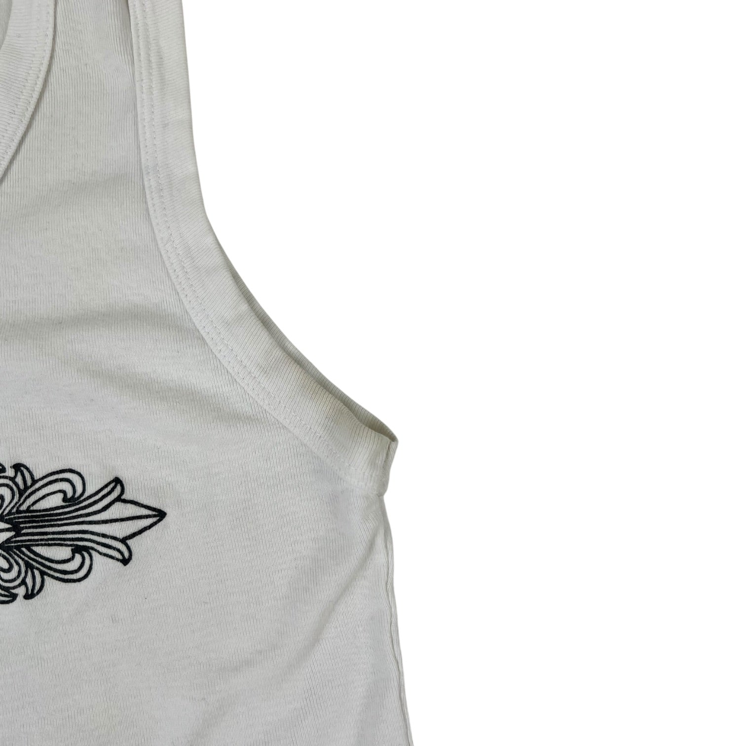 (W) Chrome Hearts Floral Cross V-Neck Tank Top White