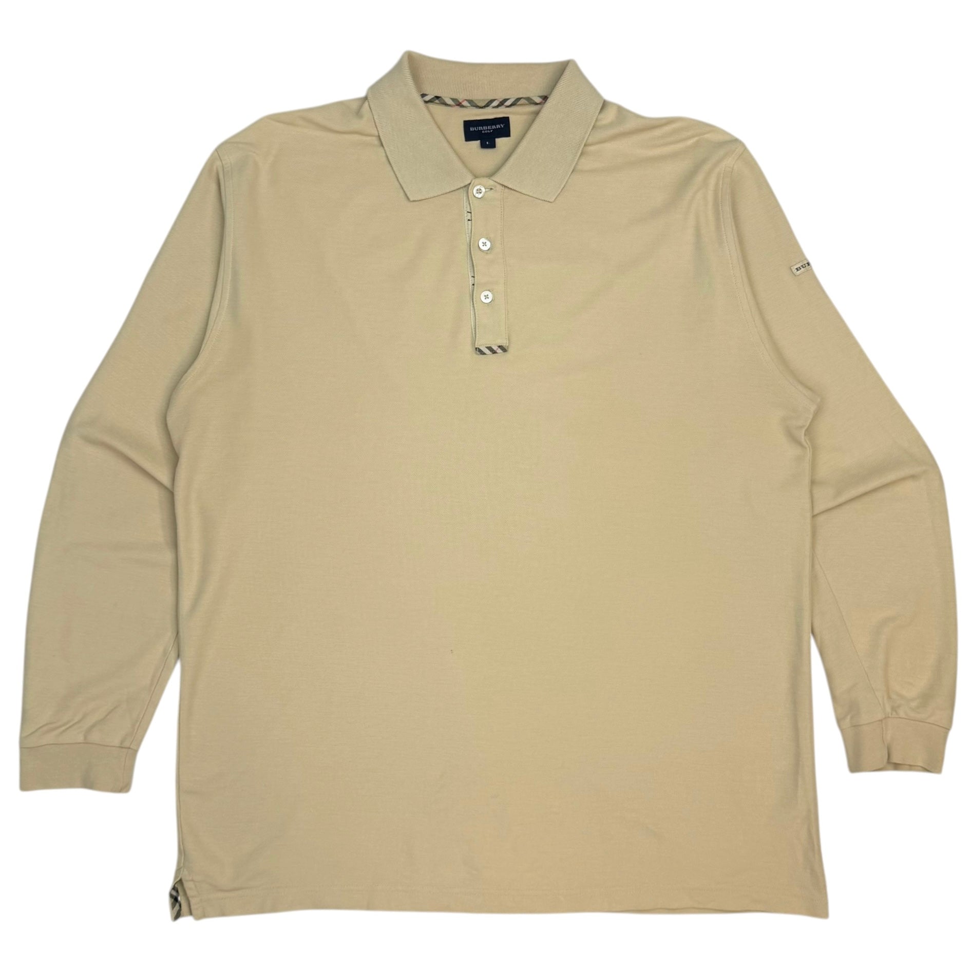 Vintage Burberry Golf Longsleeve Polo Tan