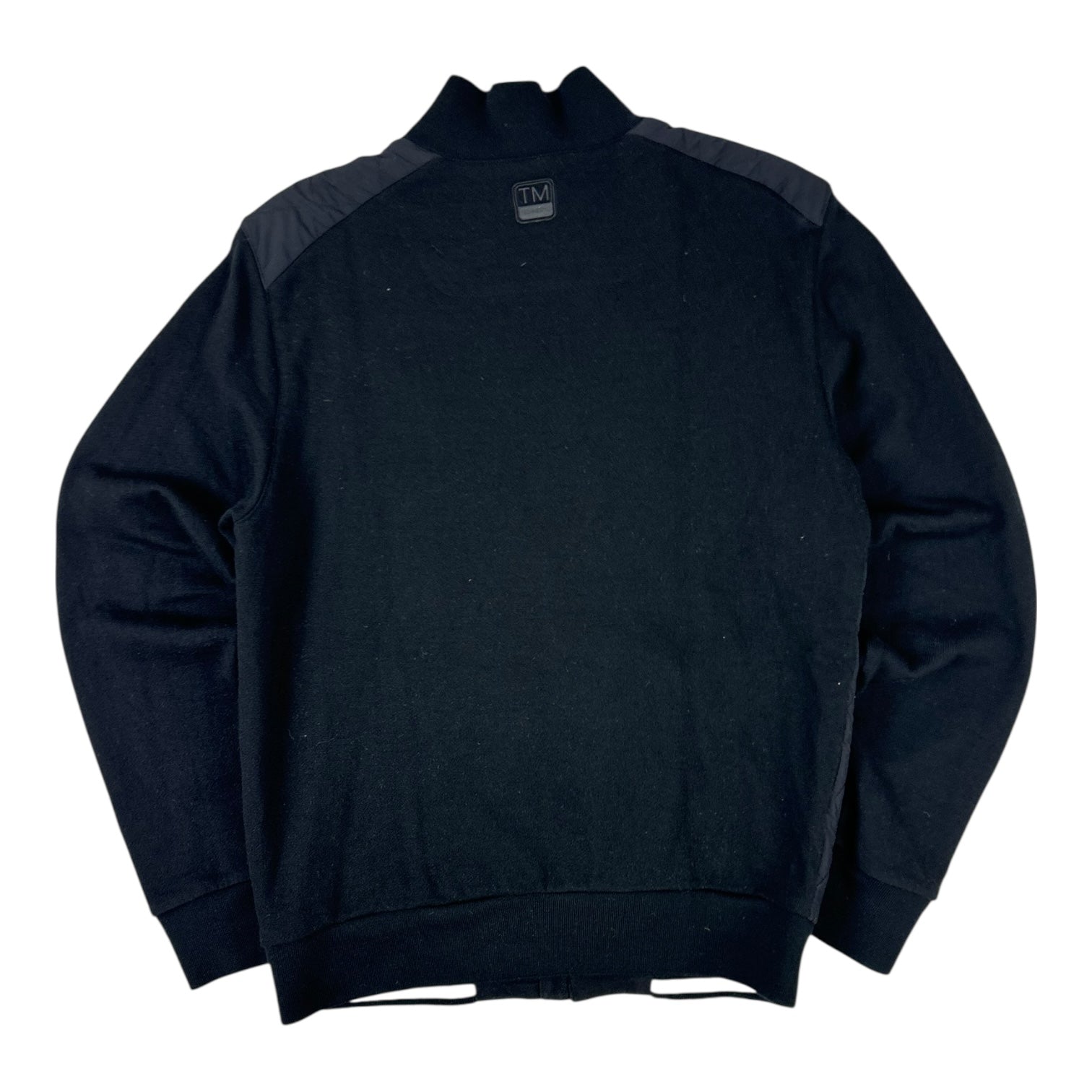 Vintage Zenga Tech Merino Quilted Zip-Up Sweater Black