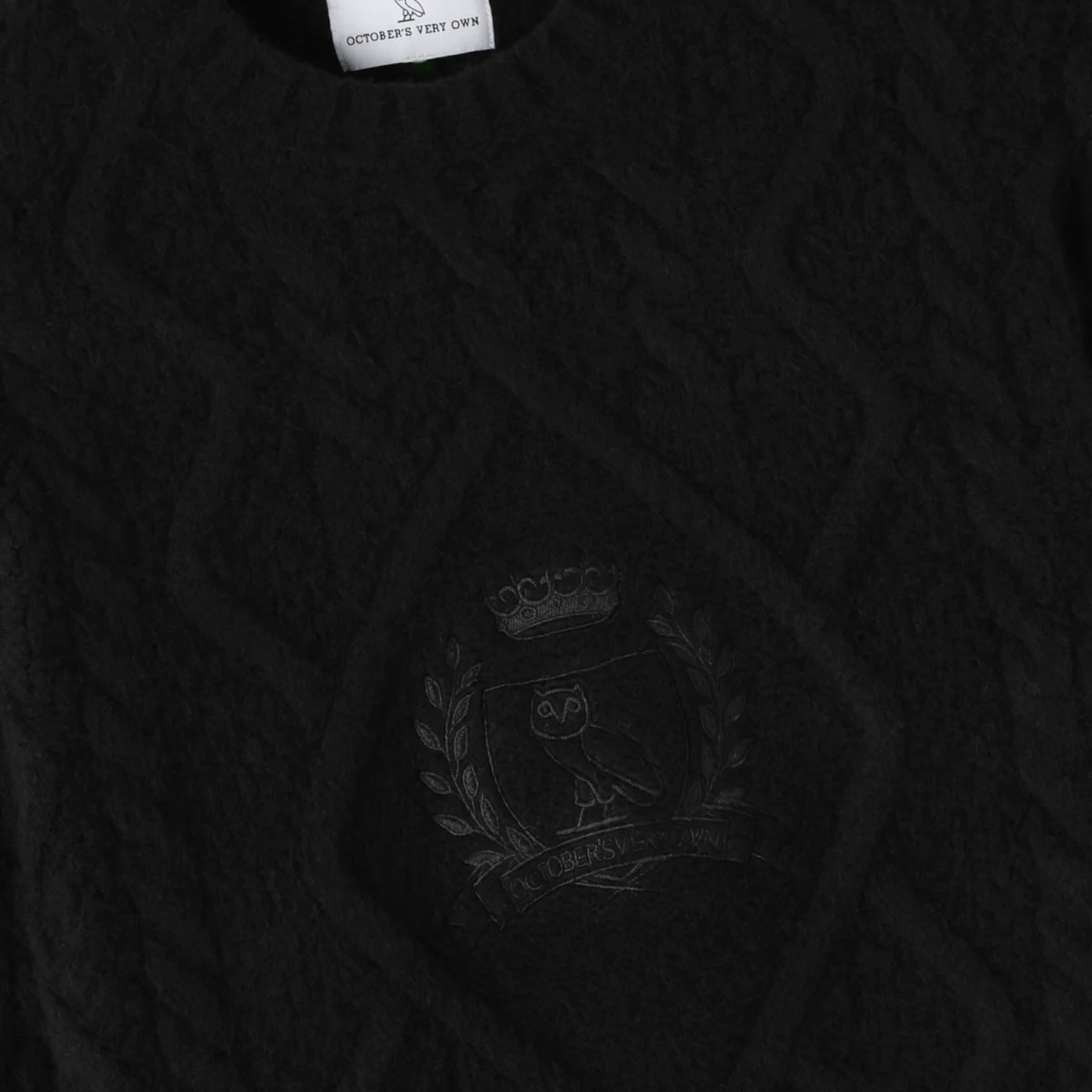 OVO Cableknit Crest Sweater Black