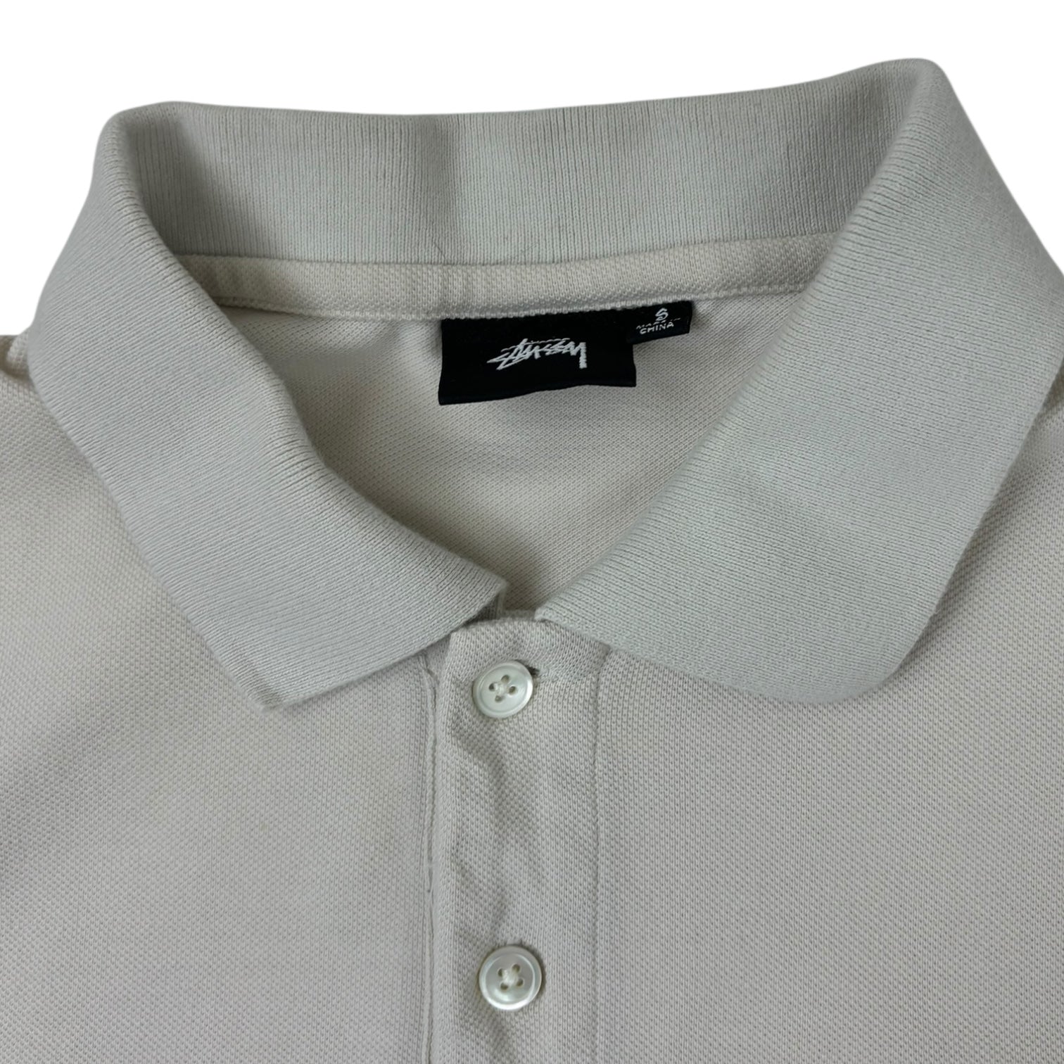 Stussy Pique Polo T-Shirt Bone