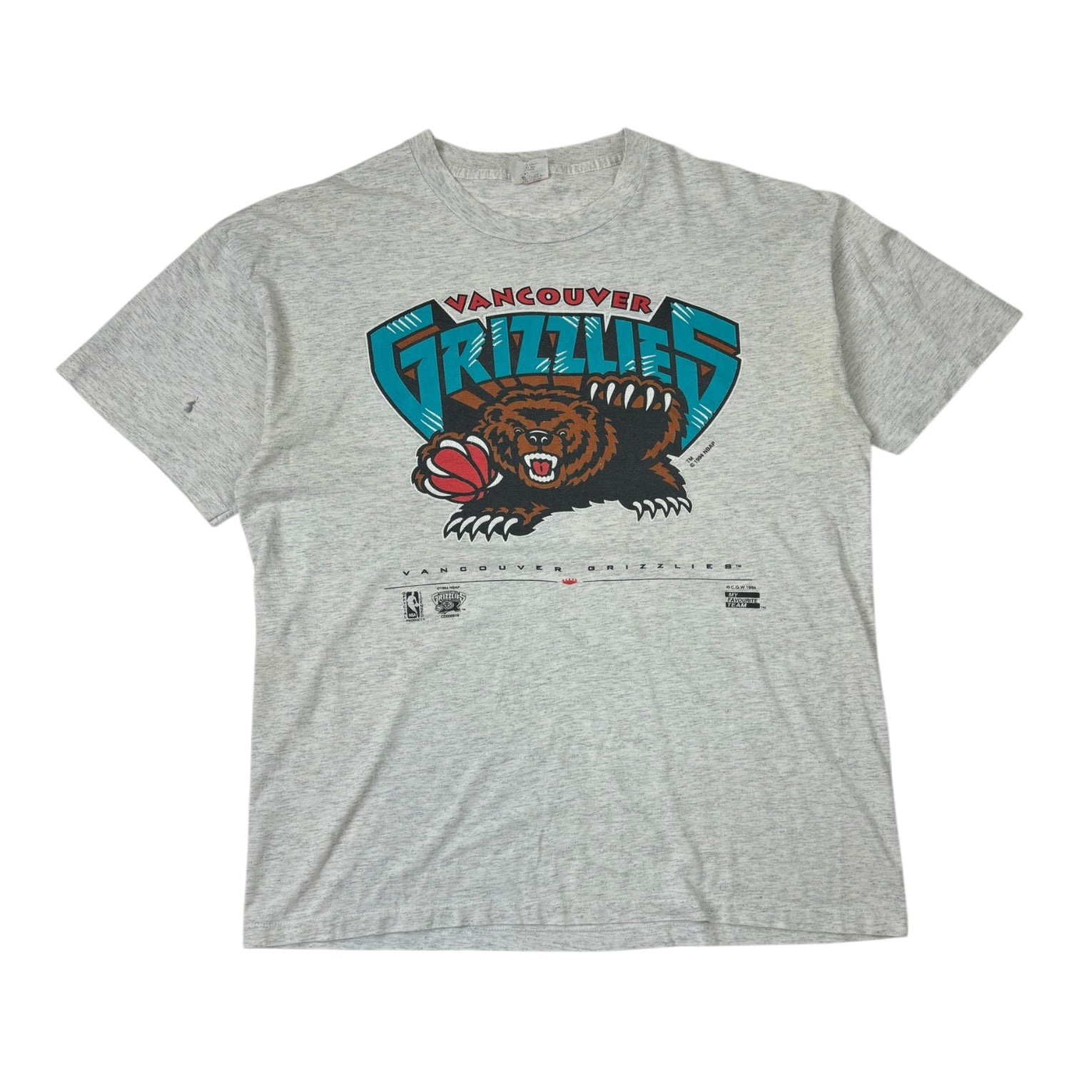 1994 Vintage Vancouver Grizzlies T-Shirt Grey