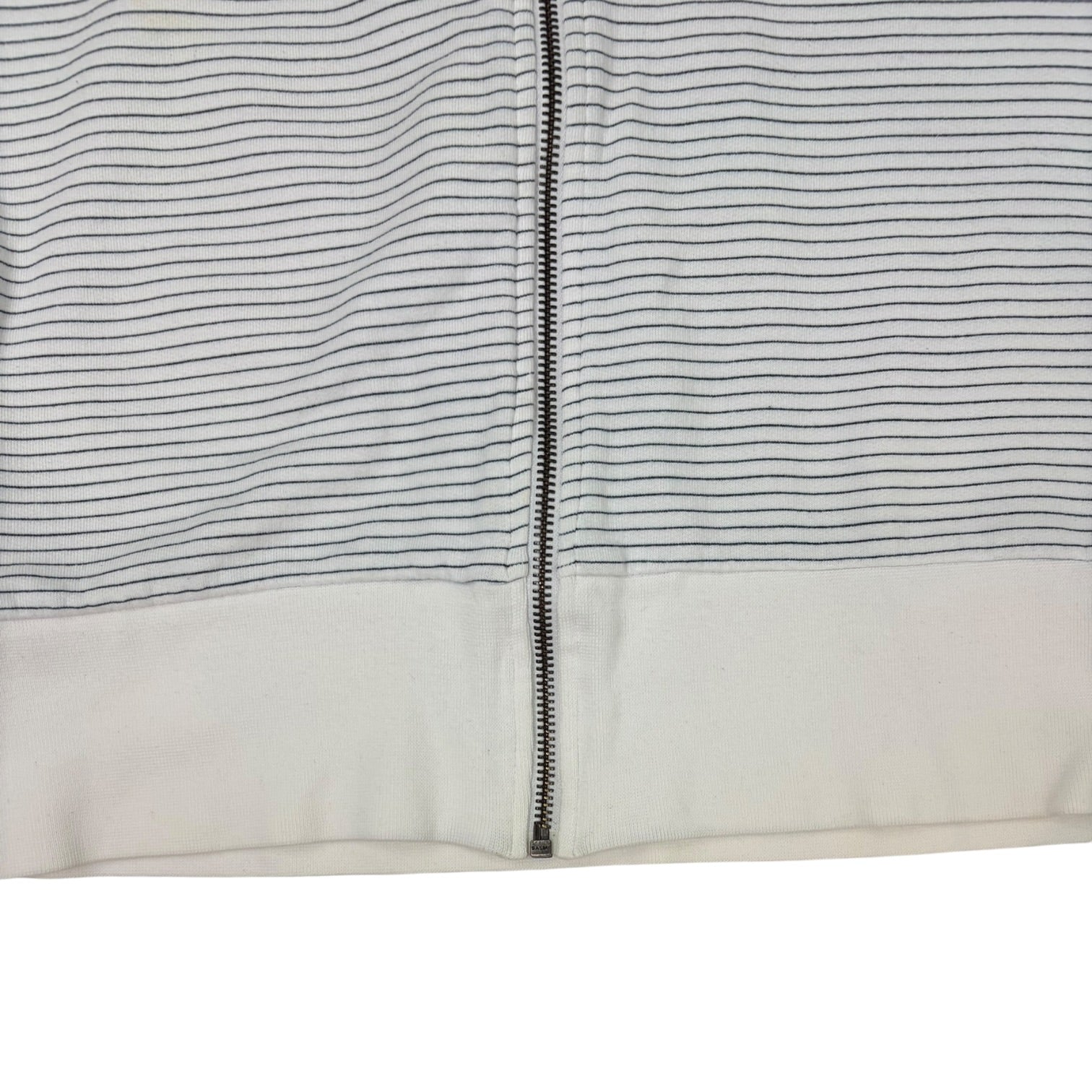 (W) Vintage French Connection FCUK Striped Zip Up Sweatshirt White/Navy