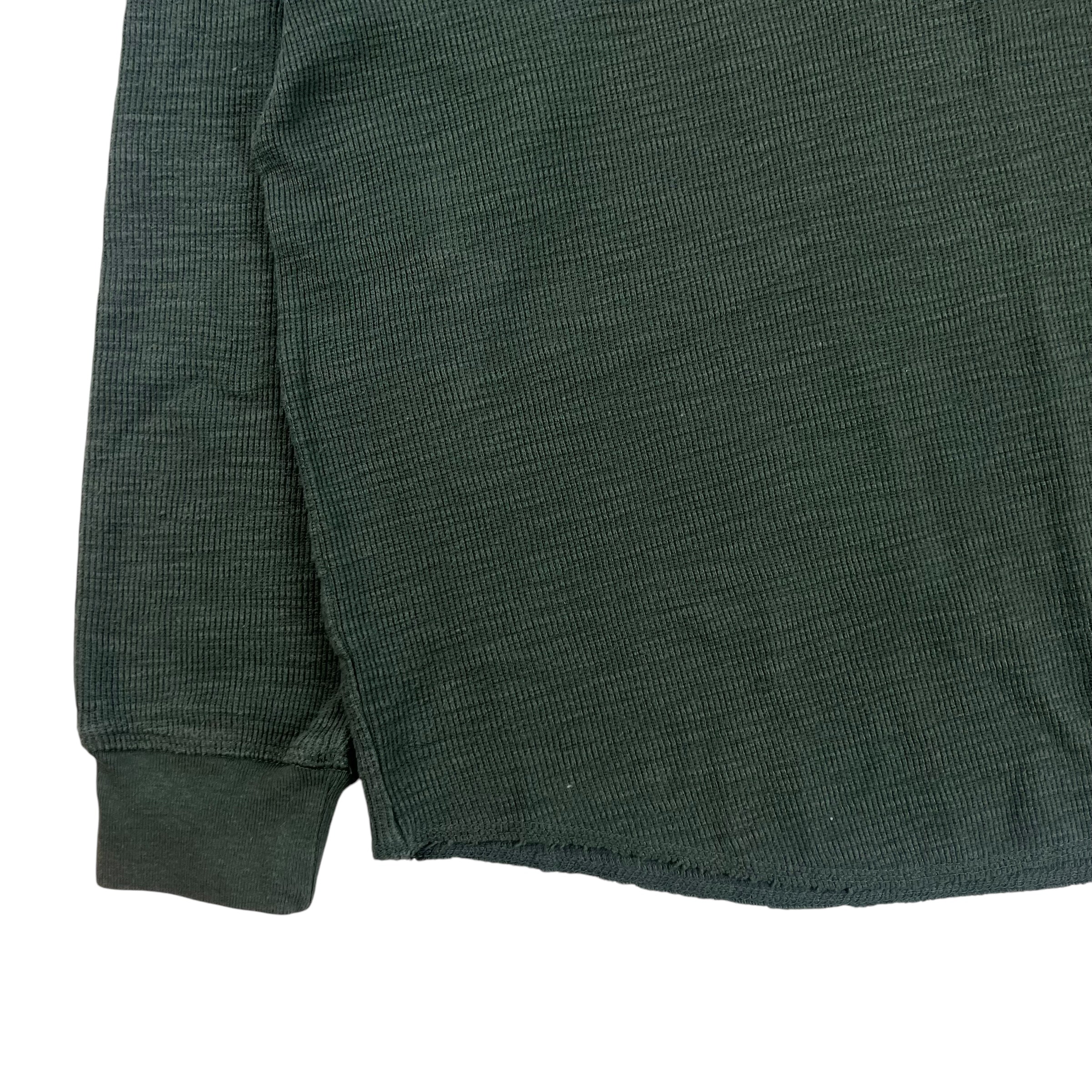 Y2K Stussy Henley Shirt Army Green