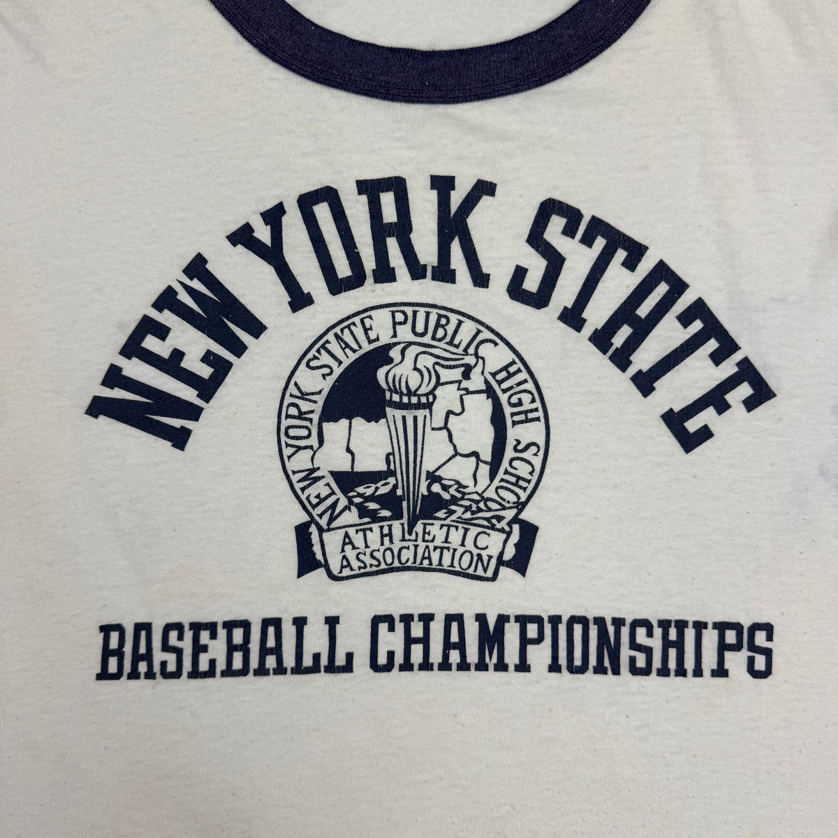 Vintage New York State Baseball Championships Ringer Tee White
