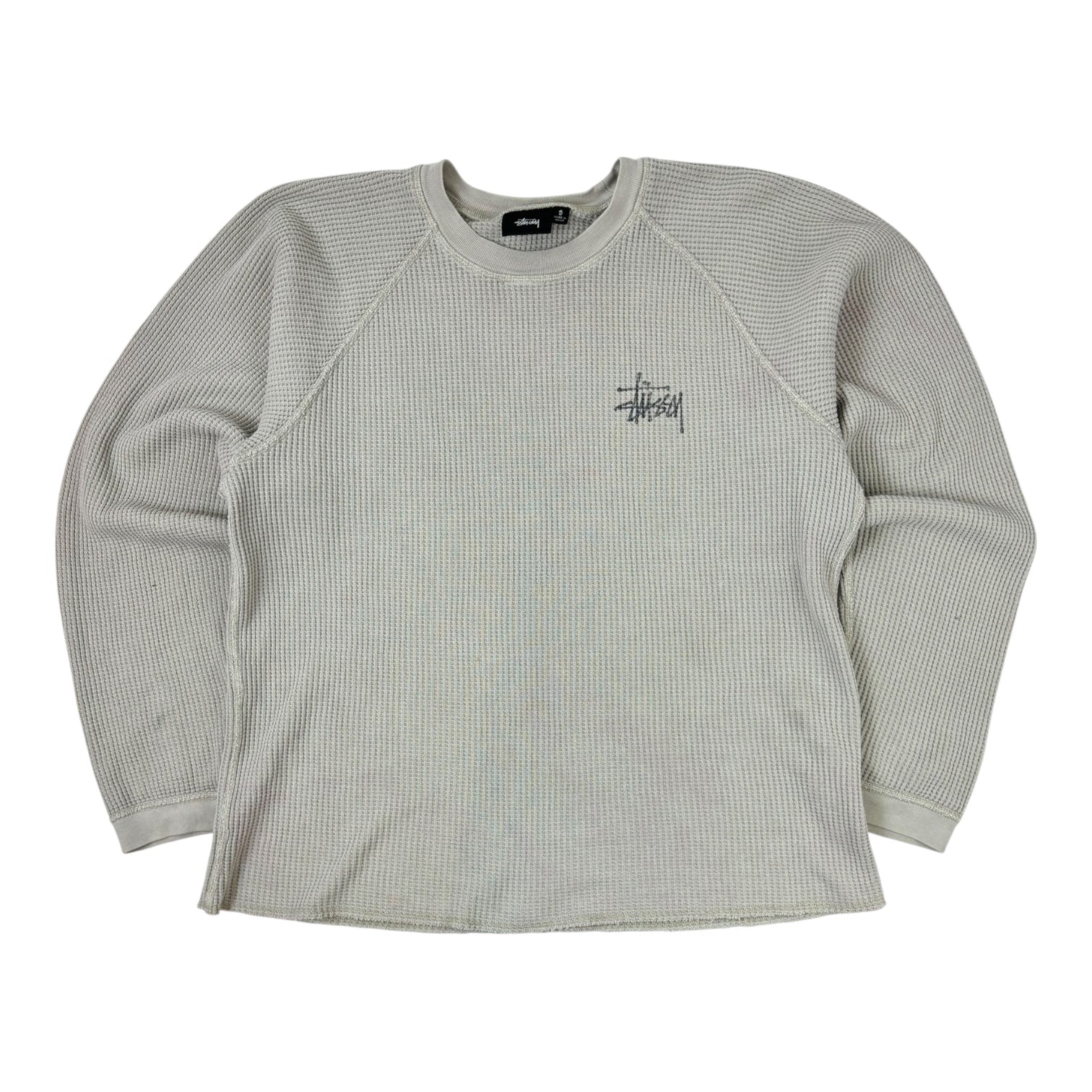 Stussy Raglan Thermal Long Sleeve Shirt Bone