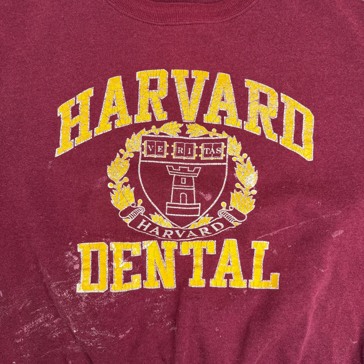 Vintage Harvard Dental Paint Splatter Crewneck Burgundy