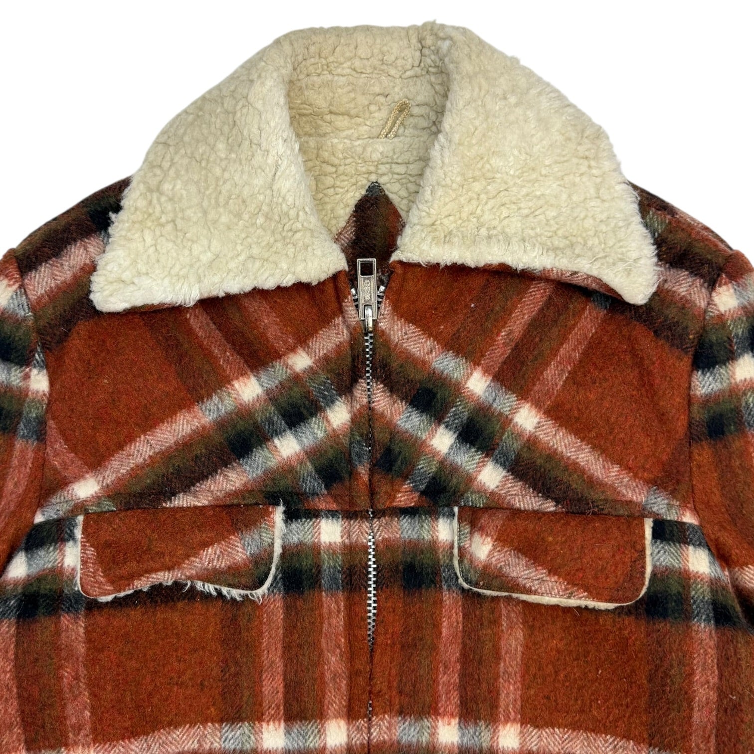 Vintage Lambs Wool Plaid Jacket Red