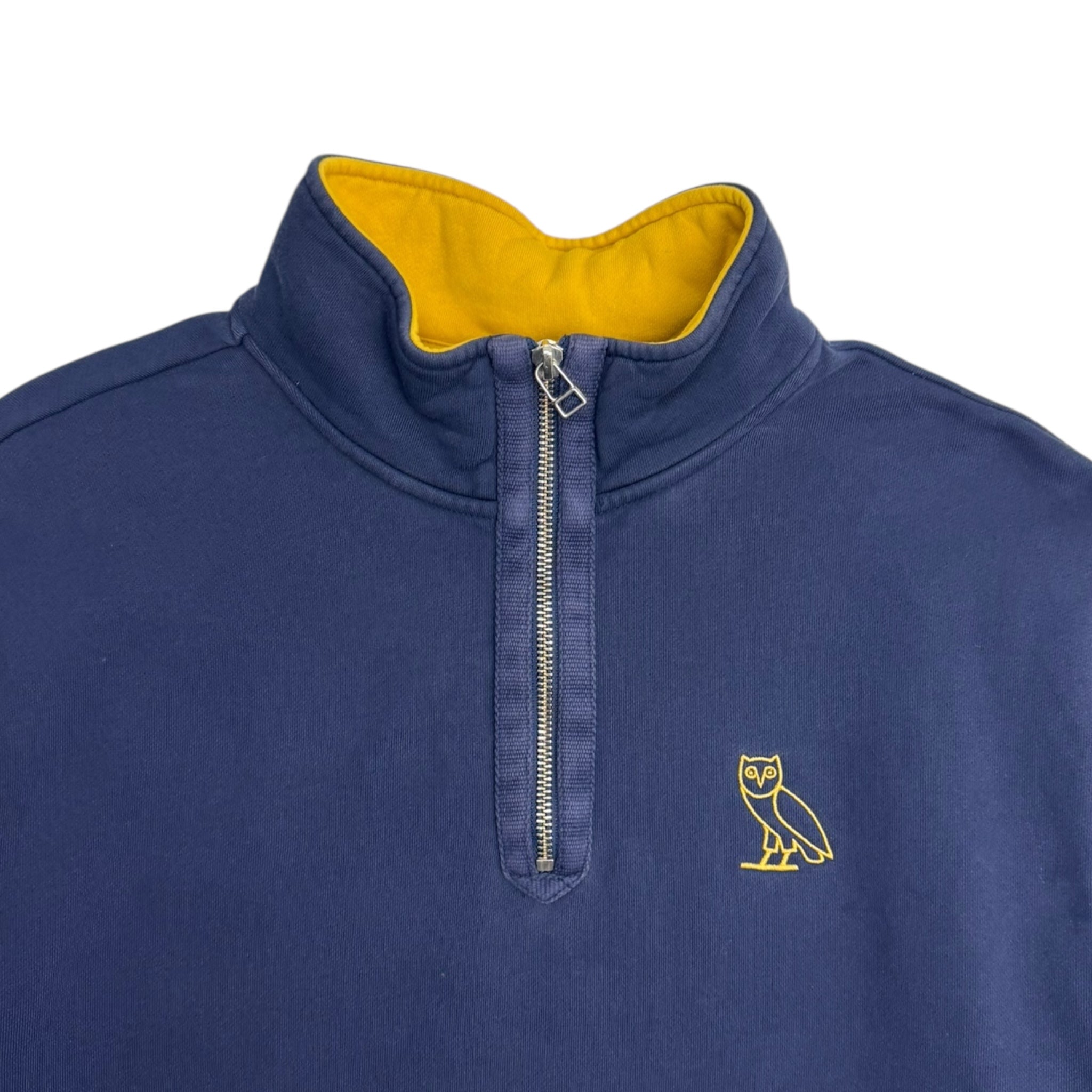 OVO Striped Quarter Zip Sweater Navy
