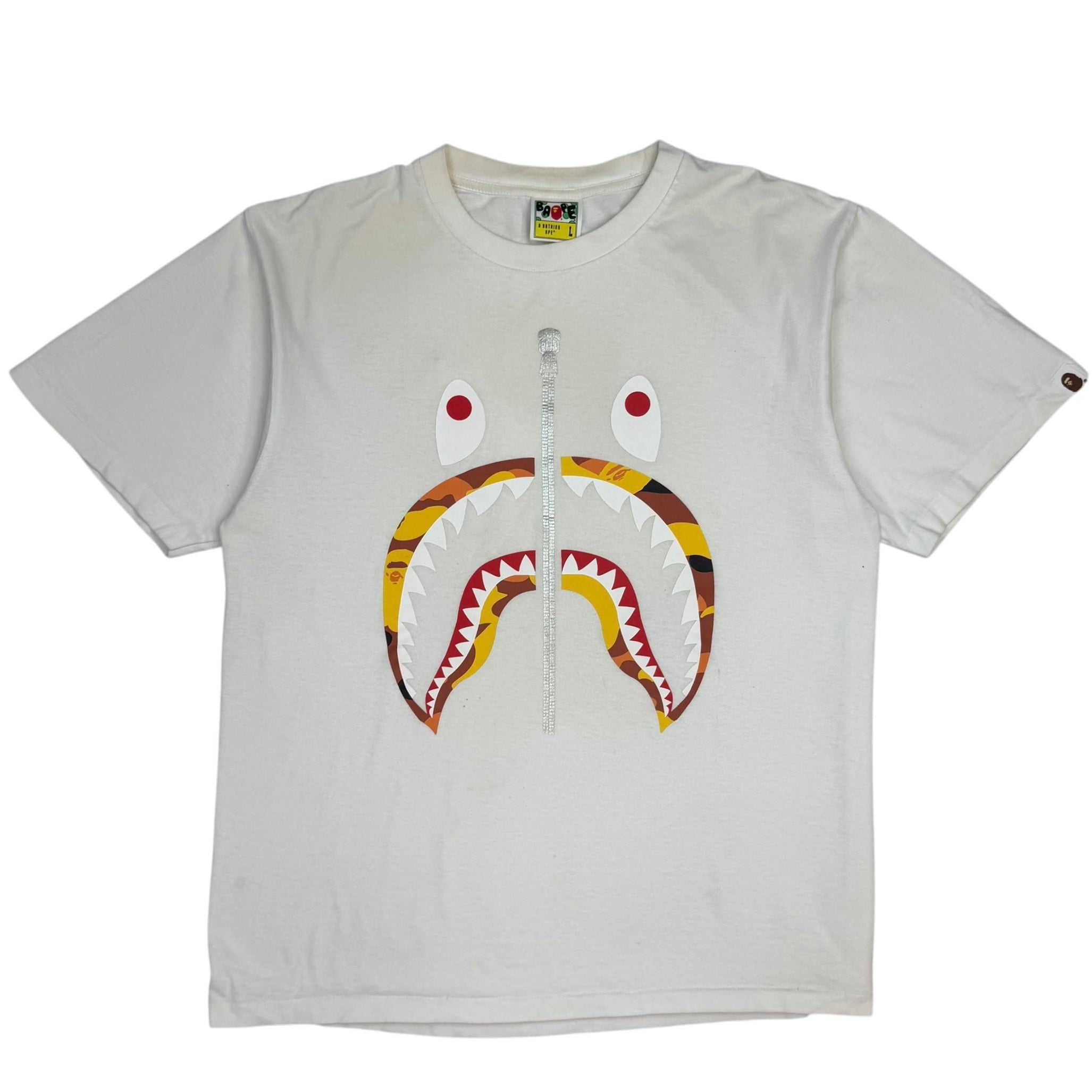 Bape Camo Zip Shark Tee White